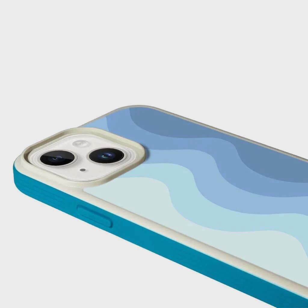 Premium MagSafe iPhone 14 Case - Blue Wave Design | Shockproof & Magnetic Alignment | Perfect for Work, Travel & Outdoor Activities