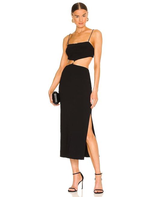 Alba Cut Out Midi Dress for Women - Sexy Black Summer Party Dress with Side Cutouts | Perfect for Cocktail Parties, Date Nights & Club Wear