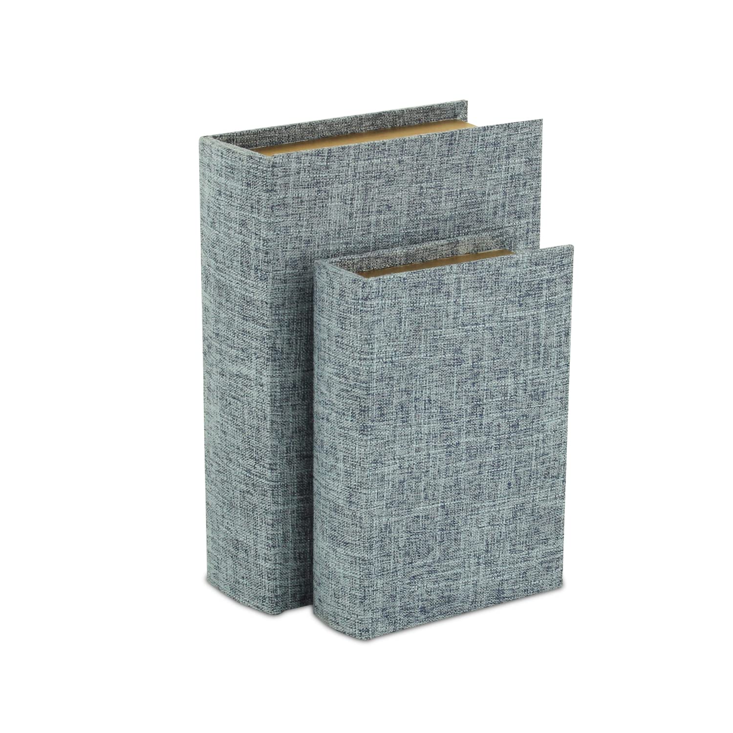 Handmade Blue and Gold Linen Book Box Set of 2 - 11 Inch Rectangular Storage for Home Decor, Books & Keepsakes | Perfect for Living Room, Bedroom & Office Organization