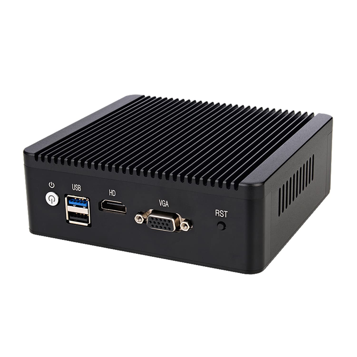 HUNSN Mini Firewall PC with Intel Quad Core J1900 - 4GB RAM, 32GB SSD, 4x Intel I211 LAN Ports, Dual USB, HDMI/VGA, SIM Slot - Compatible with pfSense, MikroTik, OPNsense, Untangle & VPN Router - Ideal for Home Network Security, Small Business Firewall & VPN Server Setup