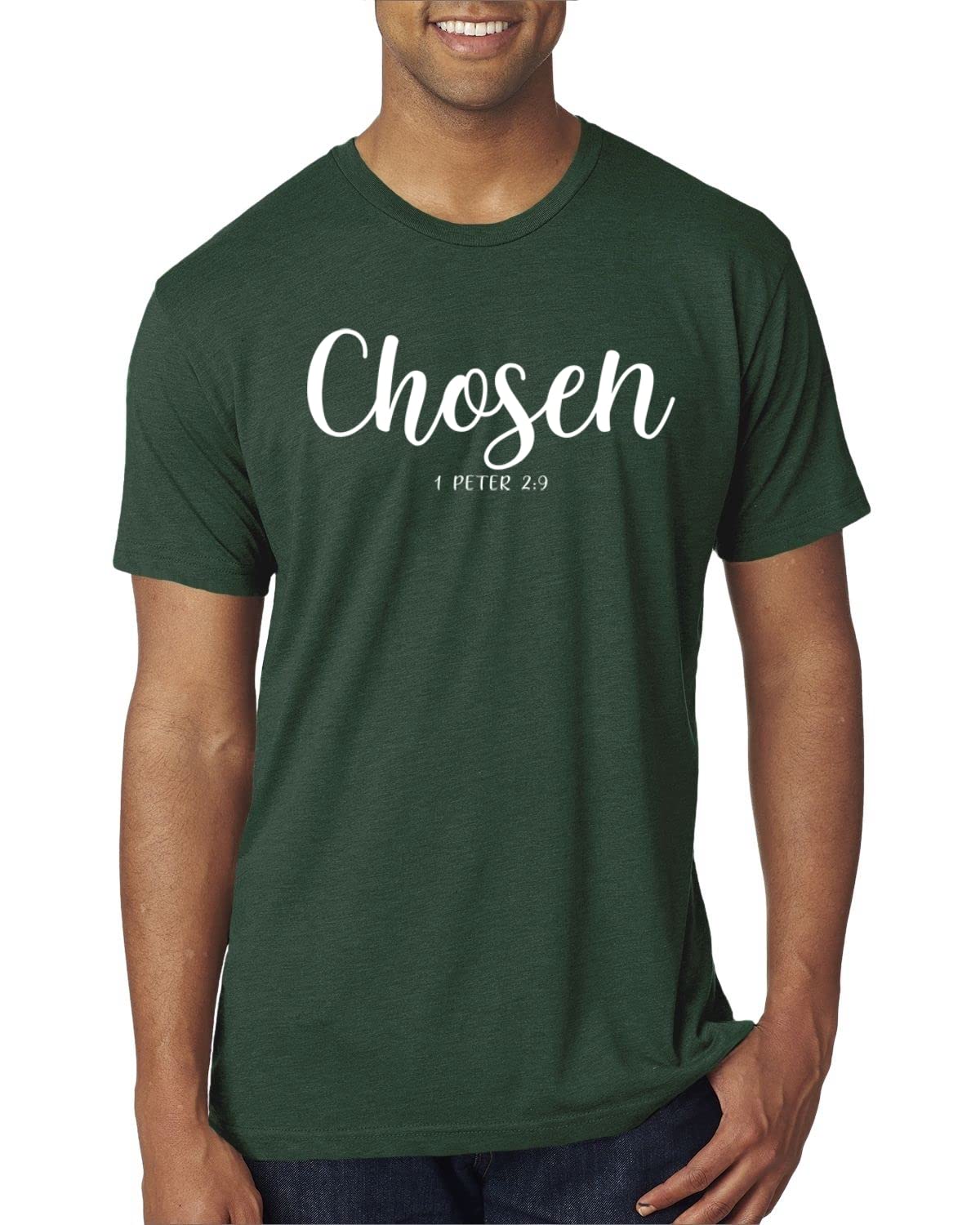 Chosen 1 Peter 2:9 Christian Men's Premium Tri-Blend T-Shirt - Inspirational Bible Verse Tee for Church, Worship & Daily Faith Wear