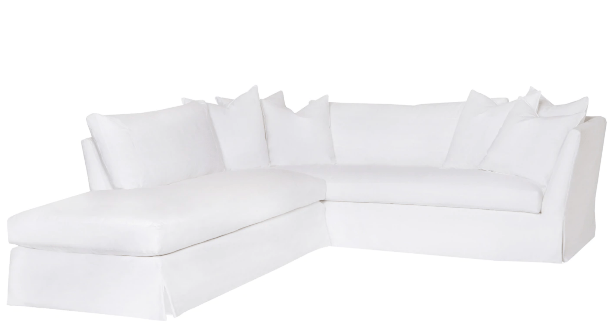 St. Bart's Slipcovered 100x72 Inch Sectional Sofa with LAF Lounge Bumper - Modern L-Shaped Couch for Living Room, Family Room & Home Theater Comfort