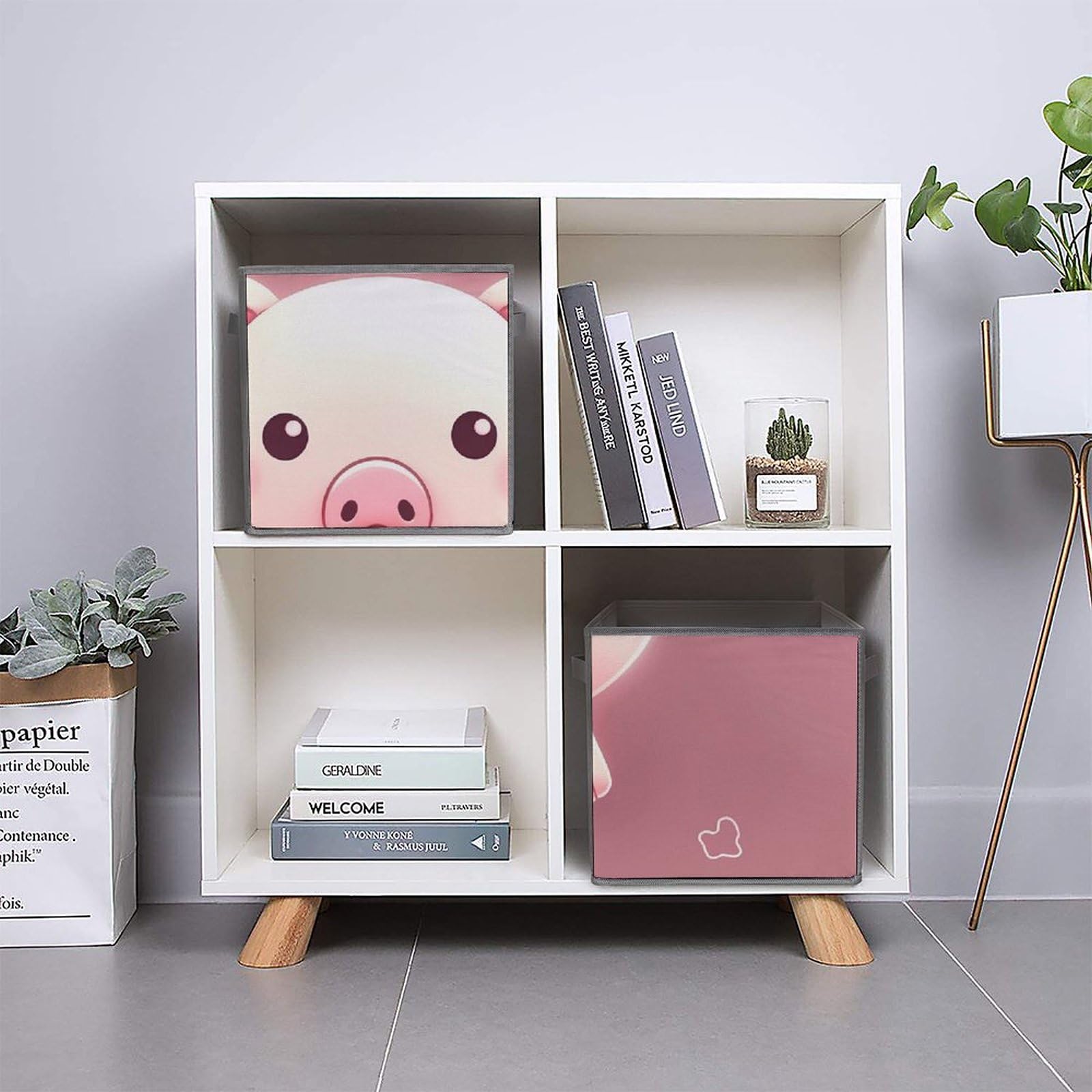 6-Pack Pink Cute Pig Collapsible Storage Bins with Handles - Large Closet Organizer Baskets for Clothing, Toys & Home Organization | Perfect for Bedroom, Nursery & Kids Room Storage Solutions