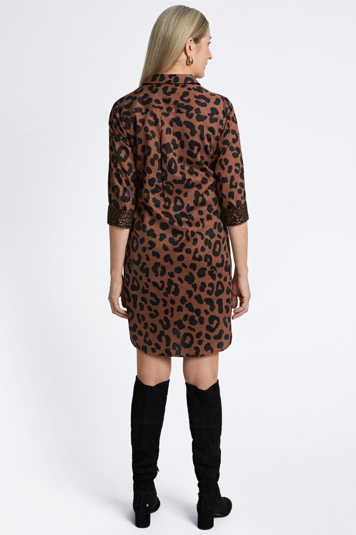 Sloane Cheetah Print 3/4 Sleeve Wrap Dress for Women - Stylish Animal Print Midi Dress for Office, Party & Date Night