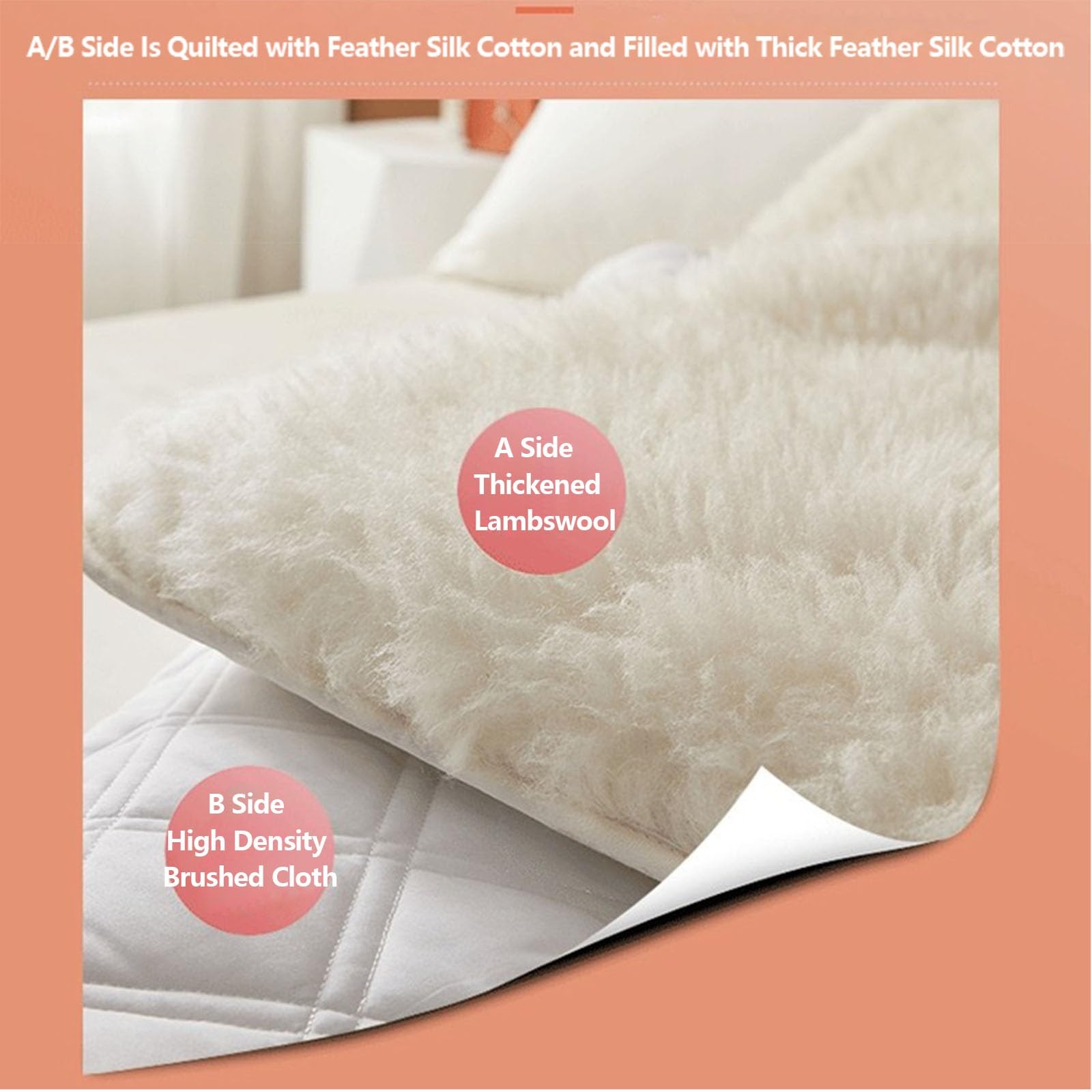 Premium Twin Size Australian Pure Sheep Wool Fleece Mattress Cover - Breathable All-Season Wool Mattress Protector & Bed Topper (71