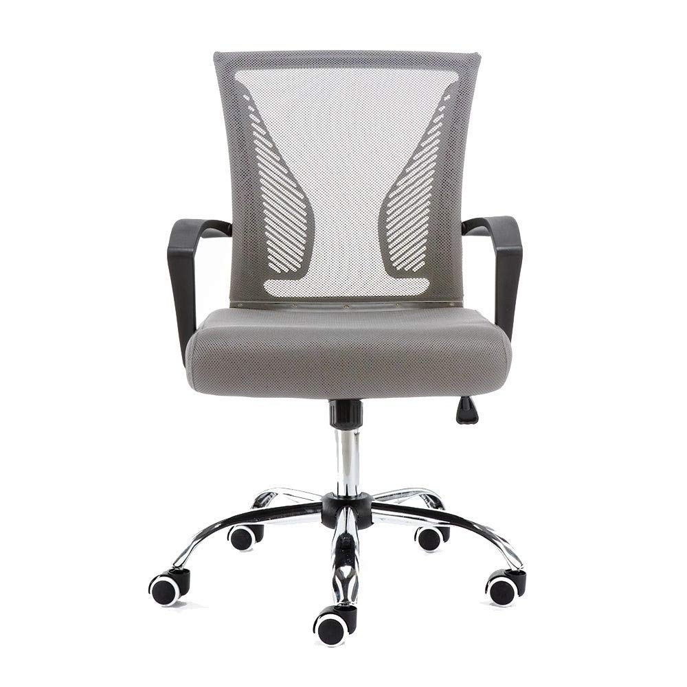 Modern Mid-Back Mesh Office Chair with Adjustable Armrests - Ergonomic Breathable Gray & Black Desk Chair with Height Adjustment & Smooth Rolling Casters - Perfect for Home Office, Gaming & Workspace