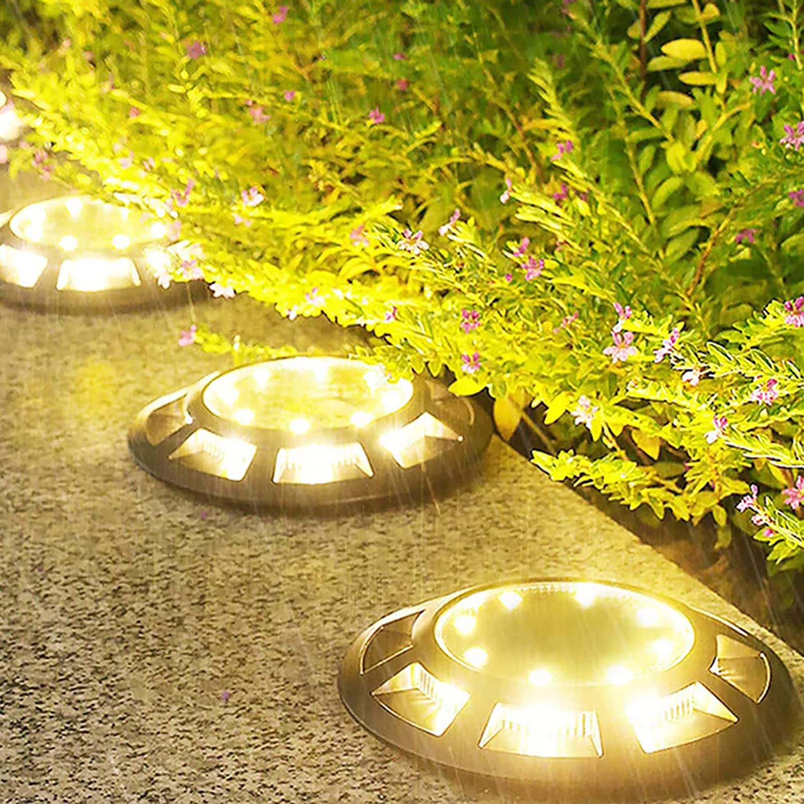 ANIUXIAOGE 16 LED Solar Ground Lights 5 Pack - Waterproof Outdoor Solar Garden Lights for Pathway, Patio, Yard, Deck, Driveway & Lawn | Solar Powered Landscape Lighting for Nighttime Safety & Ambience