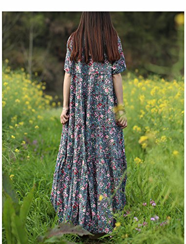Women's Floral Print Cotton Maxi Shirt Dress - Bohemian Summer Beach Dress with Patchwork Design | Perfect for Vacations, Pool Parties & Casual Outings