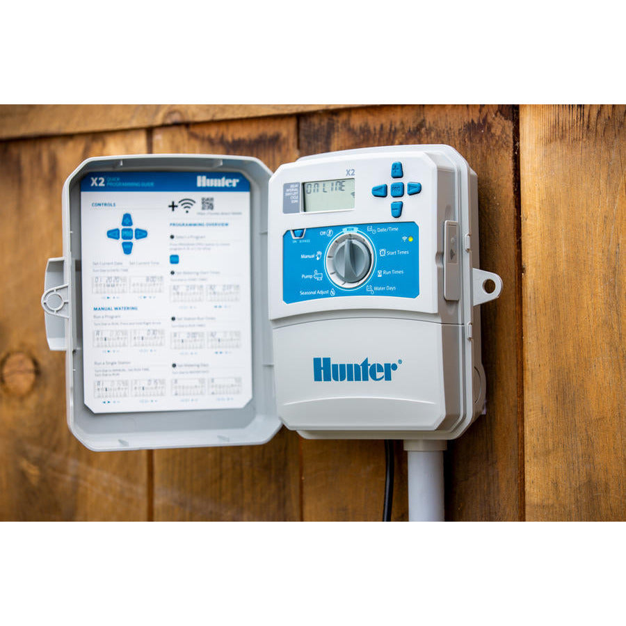 Hunter Industries X2 800 8-Station Irrigation Controller with 120V Internal Transformer & Plug - Durable Plastic Cabinet for Lawn & Garden Watering Systems