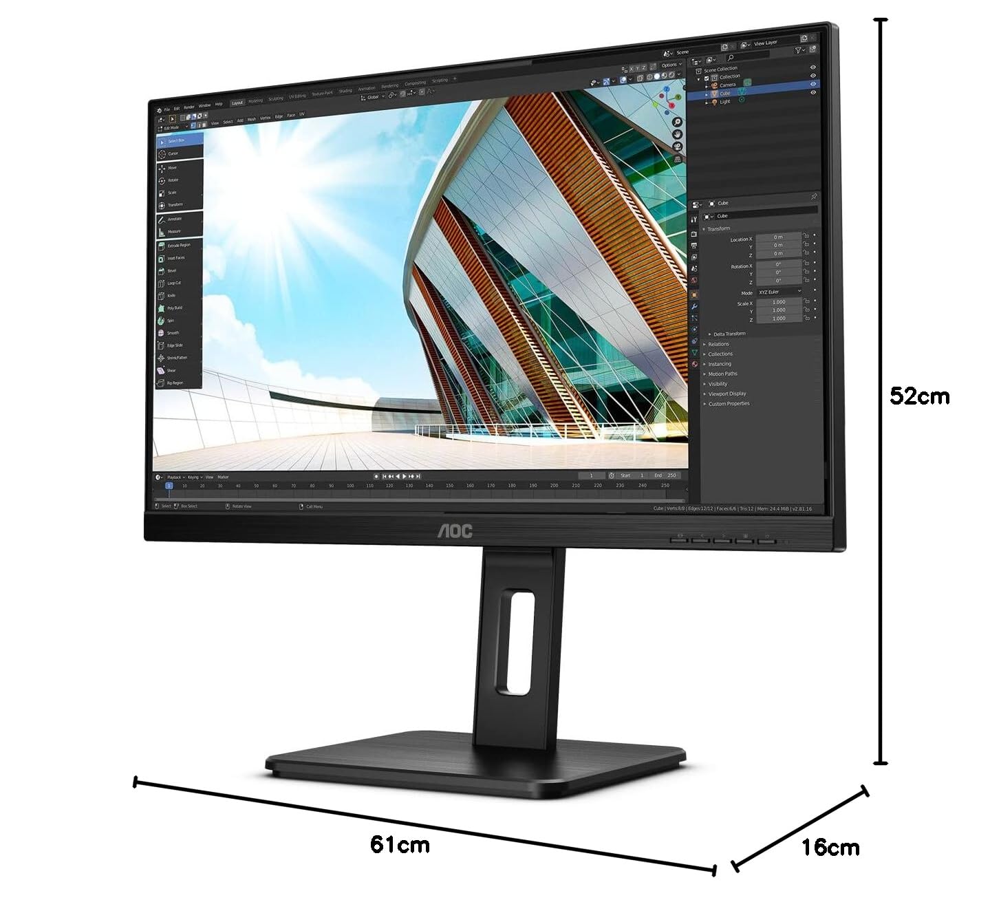 AOC 24P2C 24 Inch USB-C Monitor with Adjustable Height - Full HD 1920x1080, 75Hz, HDMI, DisplayPort, USB Hub - Ideal for Home Office, Gaming & Productivity (Black)