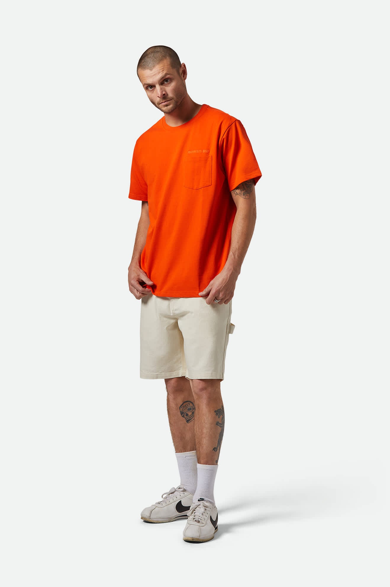 Embroidered Heavyweight Short Sleeve Pocket T-Shirt for Men - Trail Orange | Comfortable Casual Wear for Outdoor Activities & Everyday Use
