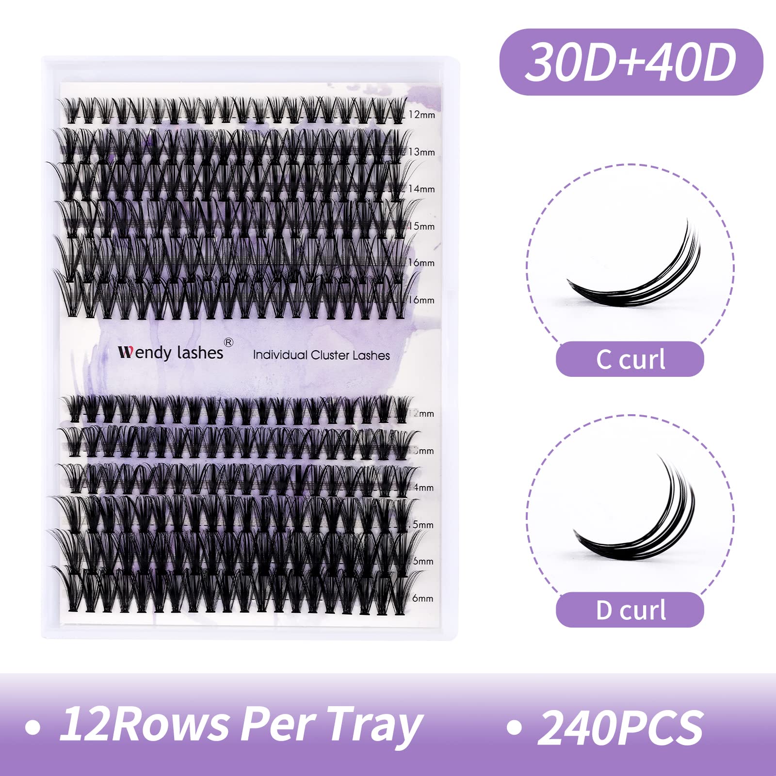 DIY Lash Clusters for Home Use - 240 PCS Natural Fluffy Wispy Eyelash Extensions, Waterproof Anime Manga Cat Eye D Curl 12-16mm Mixed (30D+40D) - Perfect for Daily Wear, Cosplay, and Special Occasions