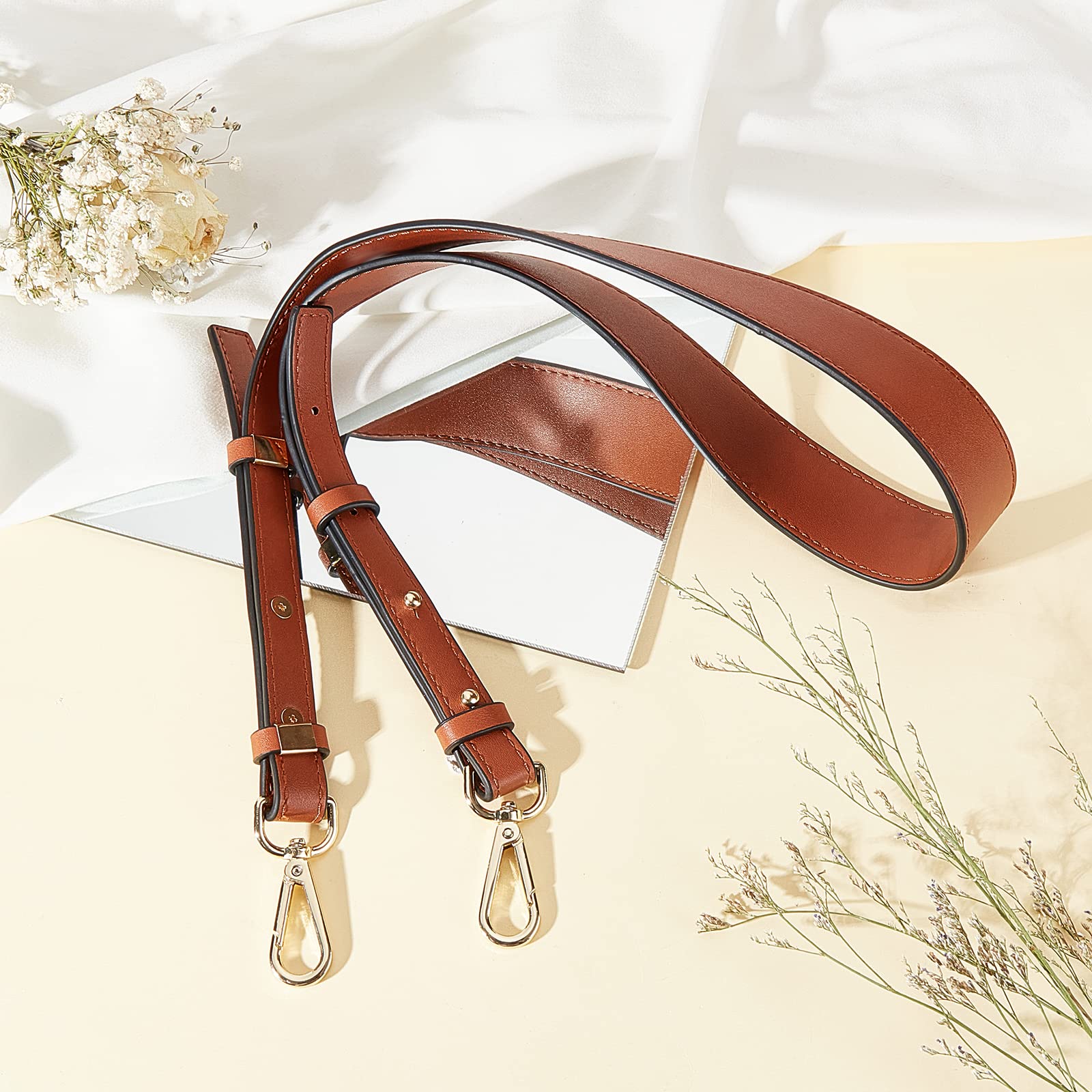 CHGCRAFT 40 Inch Adjustable Leather Bag Strap - Premium Genuine Leather Shoulder Strap with Alloy Swivel Clasps - Fits Handbags, Shoulder Bags & Crossbody Purses (Saddle Brown, 1.45