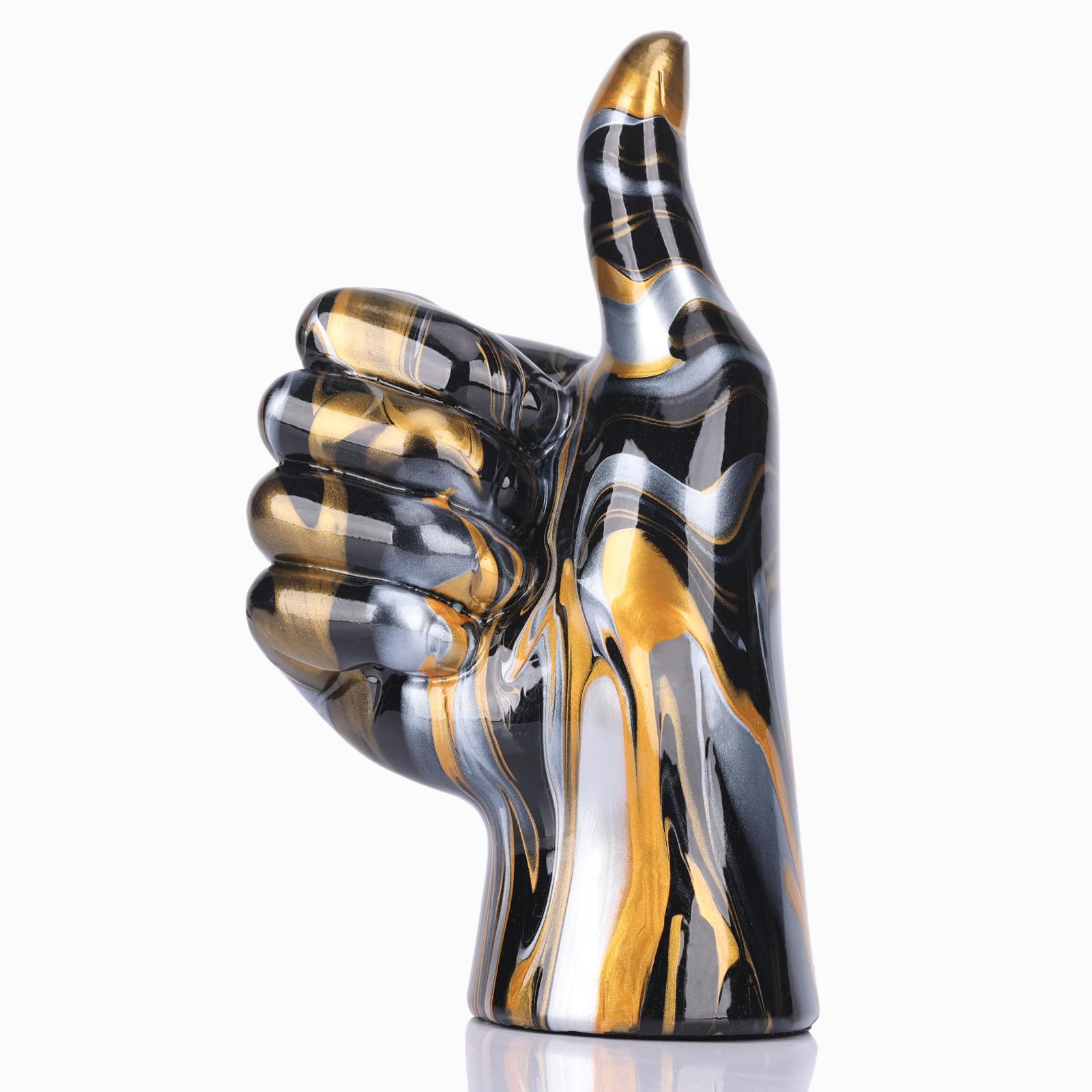 Premium Black & Gold Thumbs Up Statue - Modern Home & Office Decor for Shelves, Dining Tables, Bedrooms | Hand Gesture Sculpture for Aesthetic Room Decor & Gift Giving