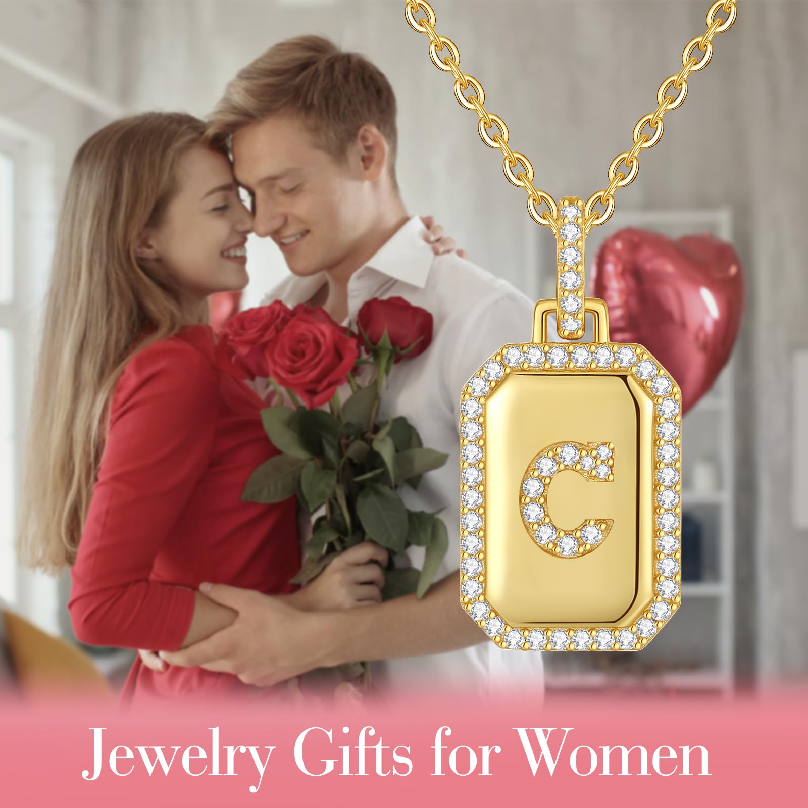 18K Gold Plated Initial Necklace for Women - Personalized Letter Pendant Jewelry in Sterling Silver | Perfect Christmas, Anniversary & Birthday Gift for Wife, Girlfriend, Mom & Daughter | Everyday Wear, Date Night, Special Occasions