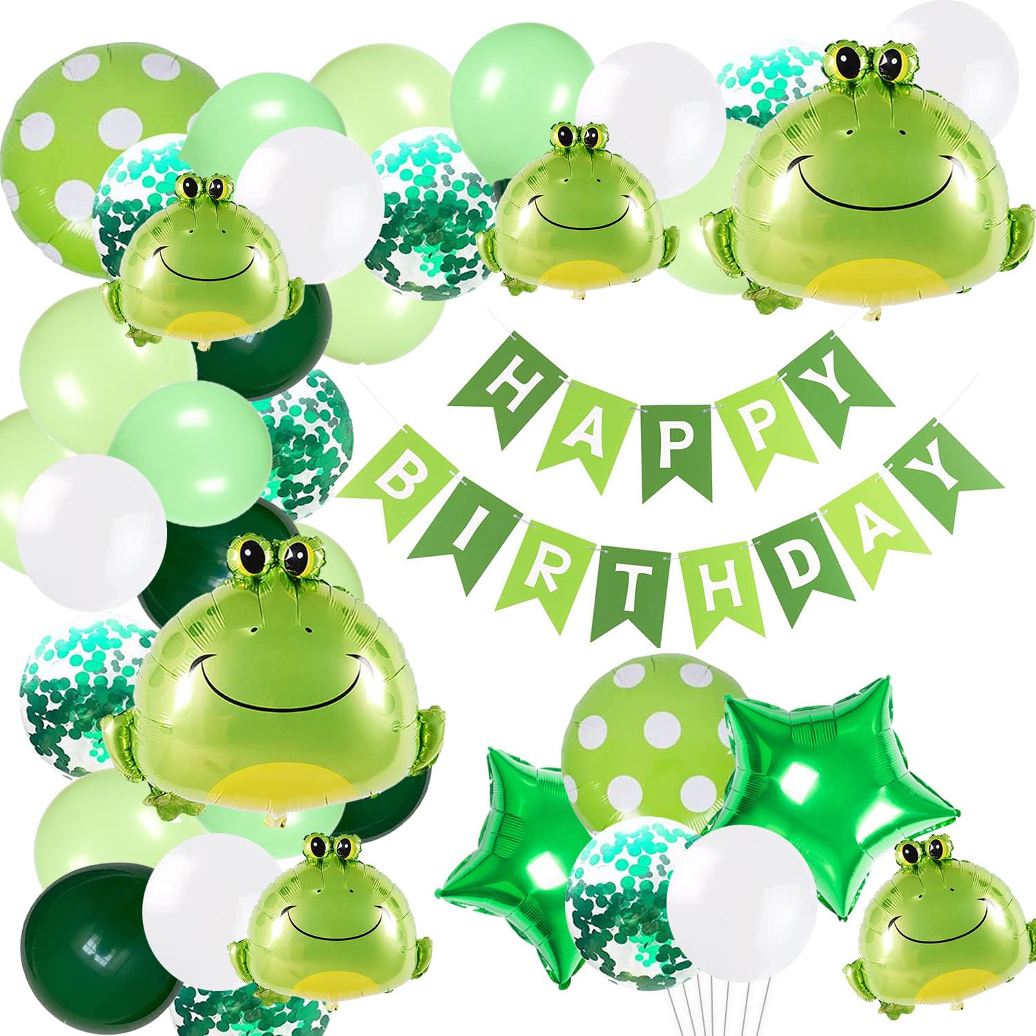 DXary Frog Themed Birthday Party Decorations - 12 Pack Aluminum Foil Balloons Set for Kids Garden Party Supplies (Set B) | Perfect for Outdoor Birthday Celebrations, Baby Showers & Spring Garden Parties