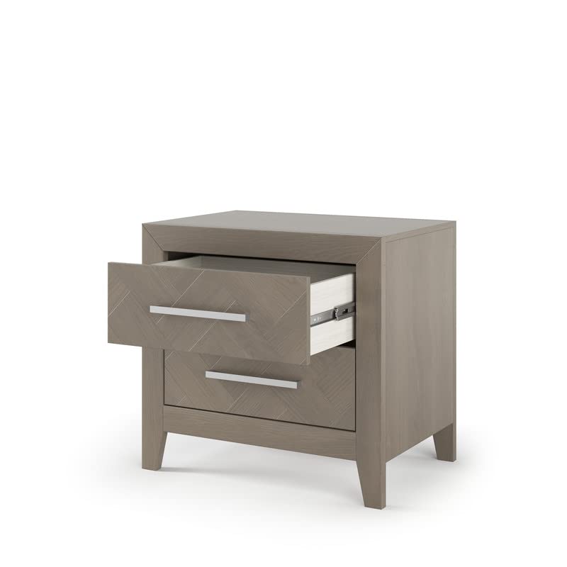 Child Craft Kieran 2-Drawer Nightstand - Sturdy Pinewood Nursery & Bedroom Side Table with Large Storage Drawers | Non-Toxic Baby-Safe Finish in Crescent Gray | Perfect for Kids' Rooms, Guest Bedrooms & Small Space Storage Solutions