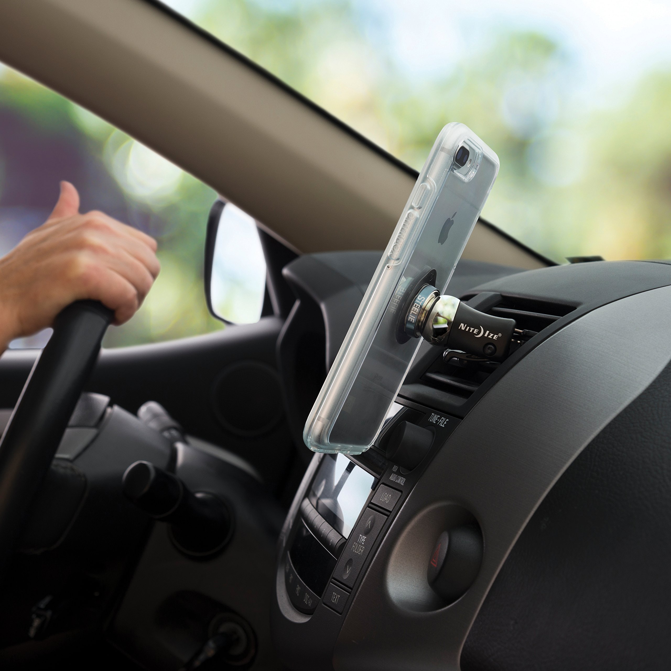 Nite Ize Steelie Vent Mount Kit Plus - Magnetic Car Phone Holder for iPhone & Android, 2X Stronger Grip, Reusable Magnet Adapter - Perfect for Hands-Free Driving & GPS Navigation