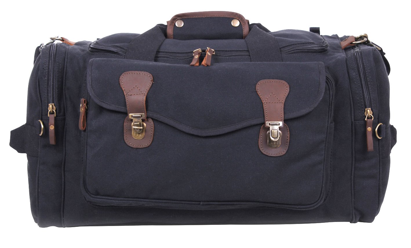 Rothco Durable Leather & Canvas Weekend Travel Bag - Perfect for Short Trips, Gym, Camping & Business Travel