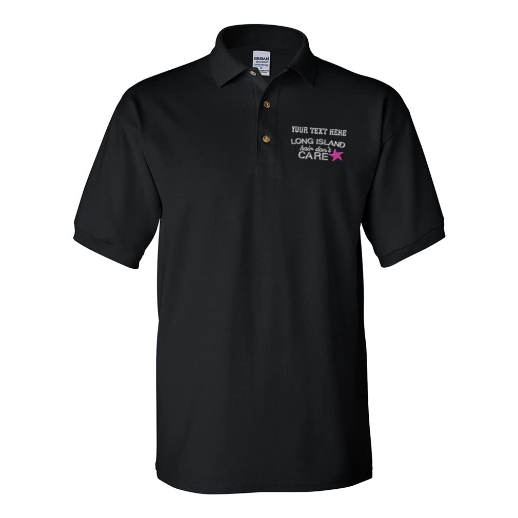Custom Men's Polo Shirts - Premium Cotton Long Sleeve Casual Shirt for Business & Golf | Long Island Hair Don't Care Style B