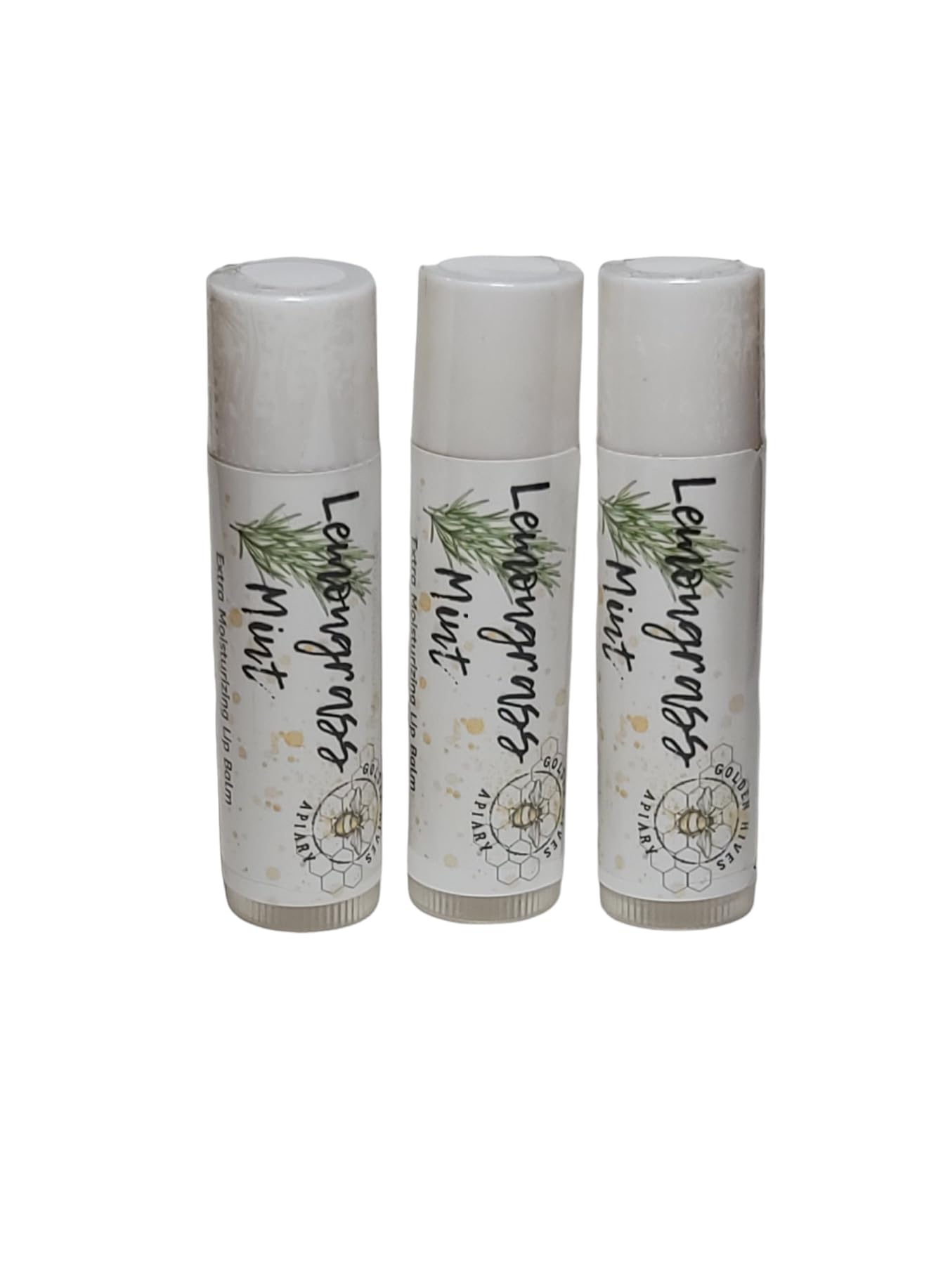 Golden Hives Apiary Moisturizing Lip Balm With Raw Beeswax & Organic Cocoa Butter - Lemongrass Mint (Pack of 3) | Natural Hydration for Dry Lips, Perfect for Outdoor Activities & Daily Use