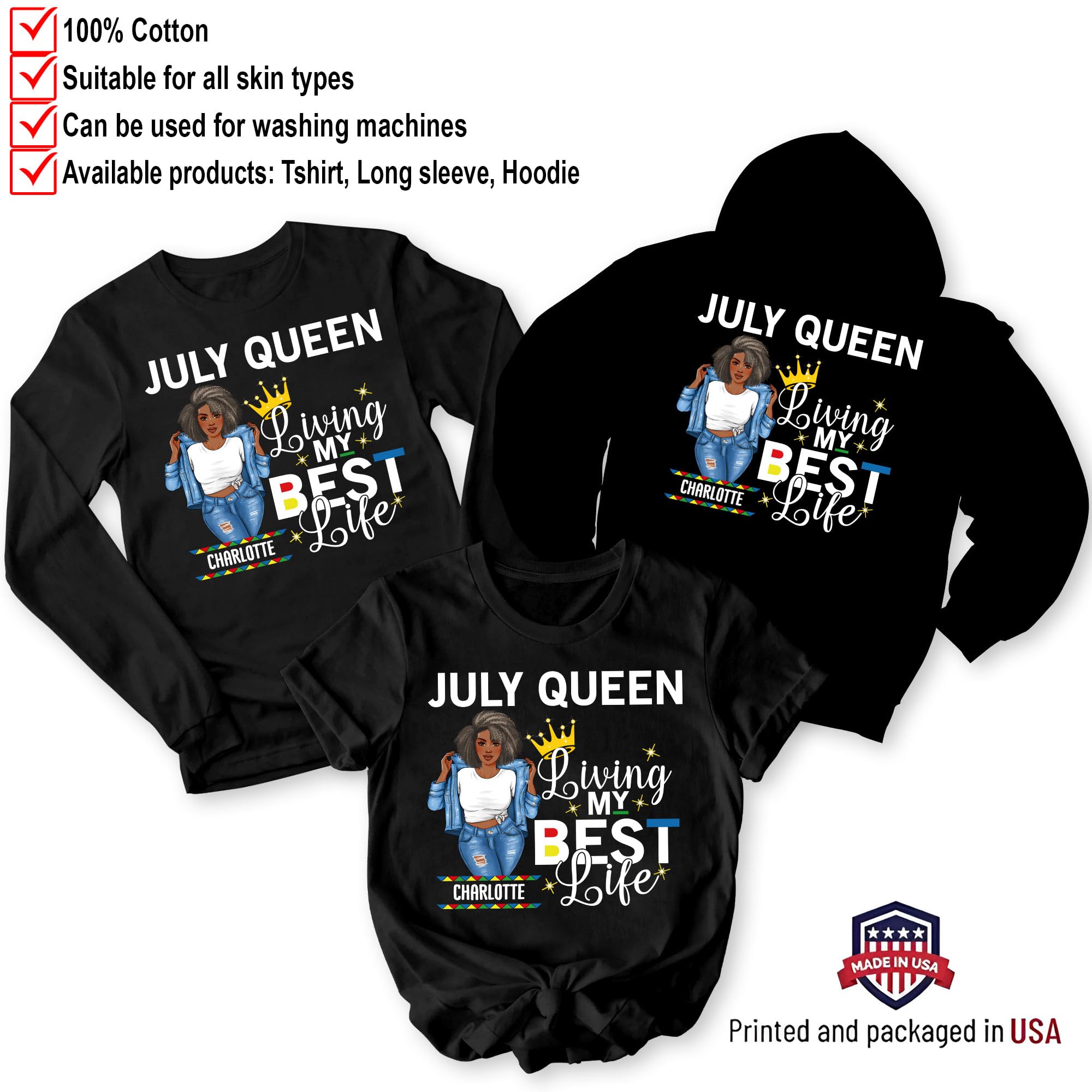 Personalized July Birthday Gifts for Women - Custom July Birthday T-Shirts, July Queen & Baby Shirts - Perfect for Birthday Parties, Summer Celebrations & Family Gatherings