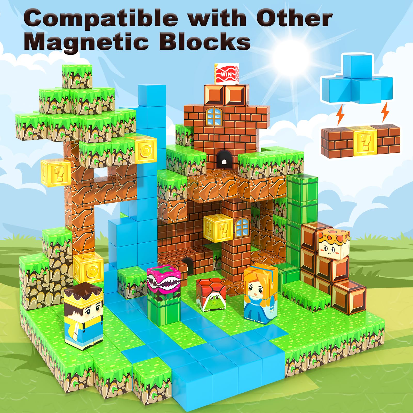 108PCS Magnetic Building Blocks STEM Toys for Kids Ages 3-12 - Educational Construction Set for Boys & Girls with 1