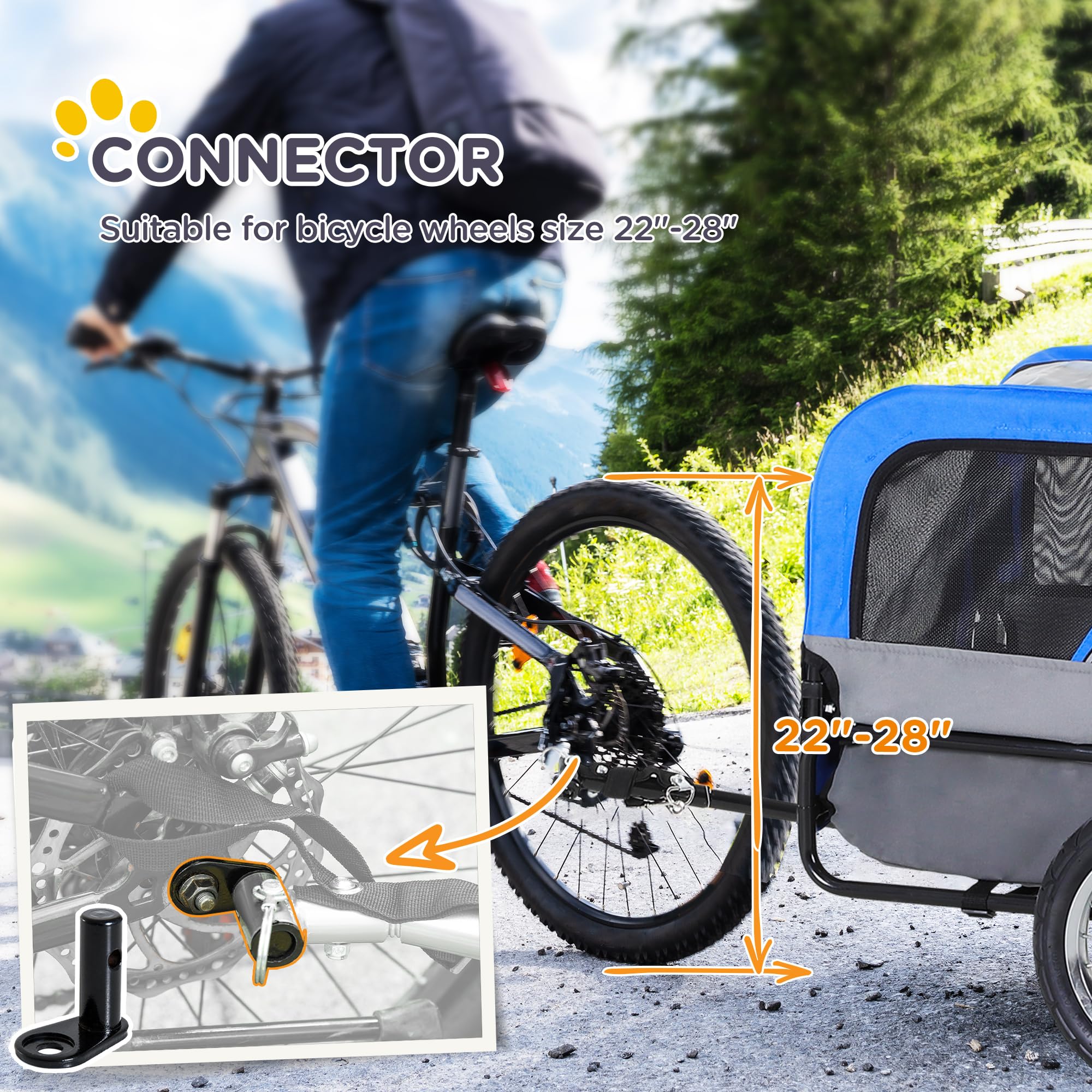 Aosom 2-in-1 Small Dog Bike Trailer & Stroller with Hitch - Blue Bicycle Sidecar Wagon Cart Carrier for Pets | Perfect for Cycling Adventures, Park Visits & Outdoor Travel with Your Dog