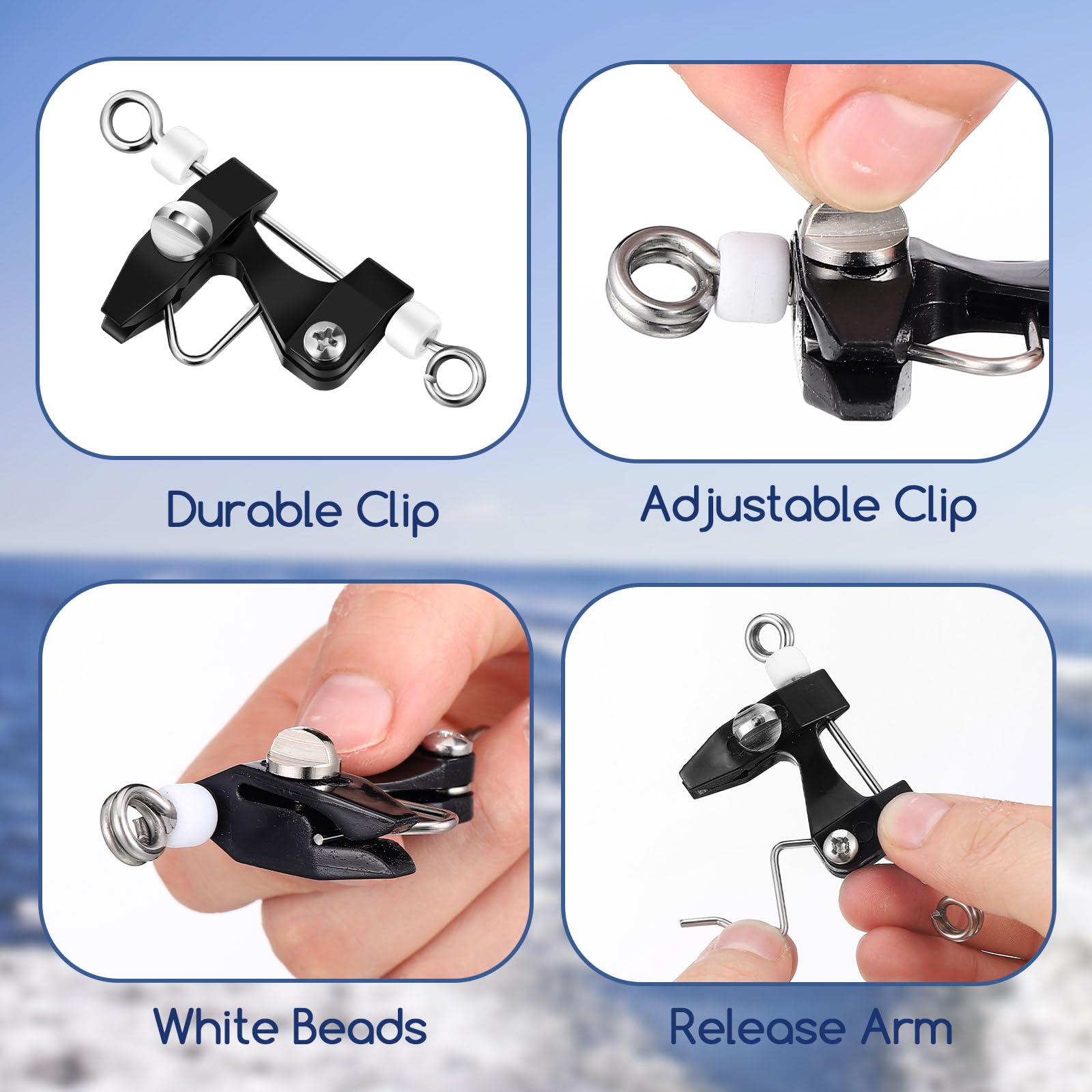 6 Pcs Adjustable Tension Outrigger Release Clips - Heavy Duty Downrigger Fishing Clips for Trolling, Offshore & Kite Fishing | Perfect for Saltwater & Deep Sea Fishing Accessories