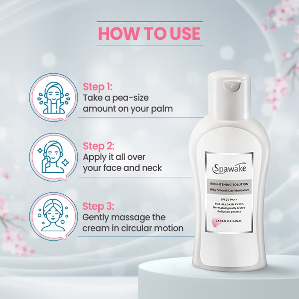 Spawake Vitamin C Face Moisturizer with SPF 25/PA++ - Brightening & Hydrating Milky Lotion (40ml) | Day & Night Use for Glowing Skin | Perfect for Dry & Dull Skin Types