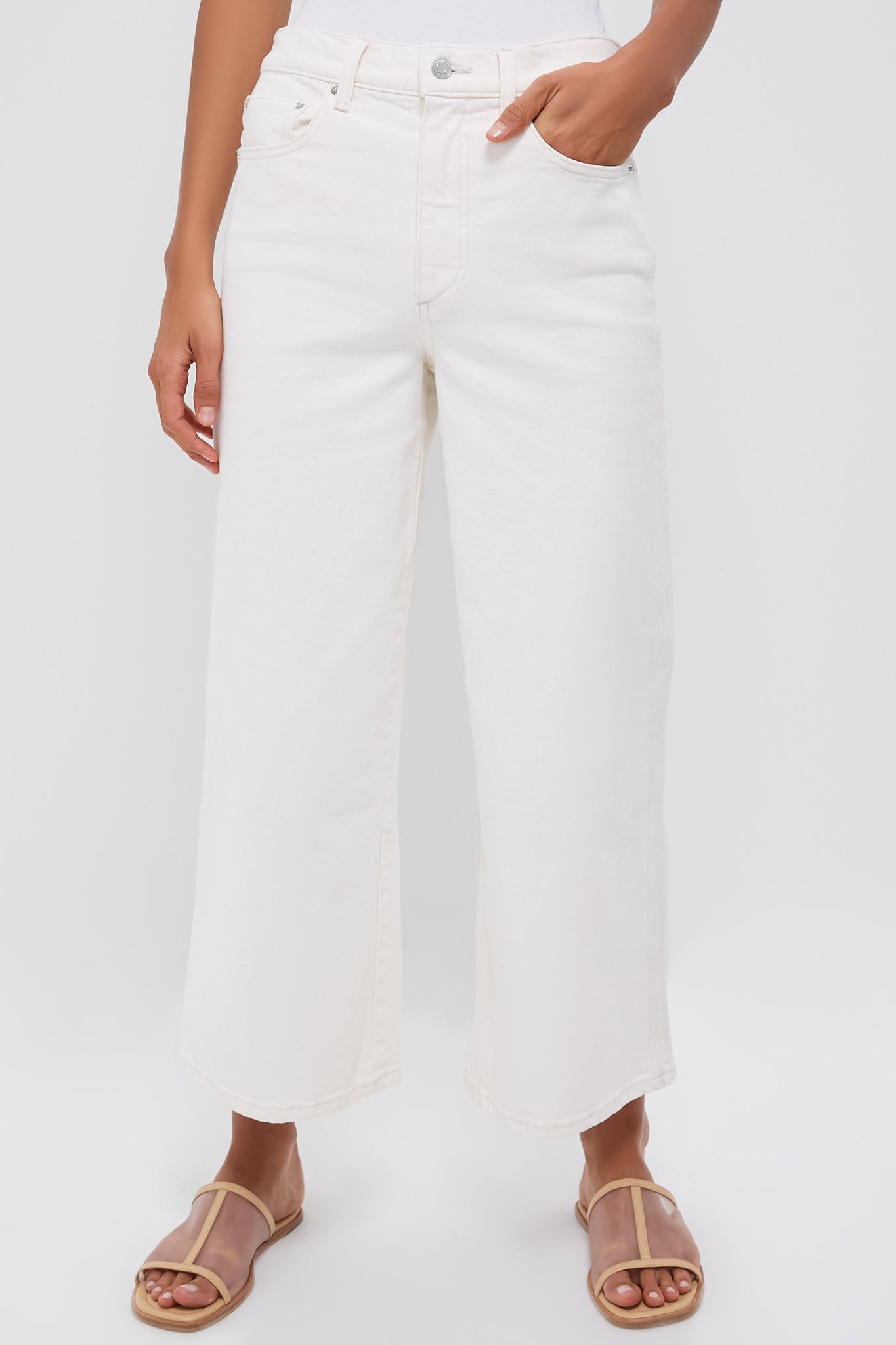 Bone Juliette Wide Leg Ankle Pants for Women - Comfortable High Waist Trousers for Work, Office & Casual Wear