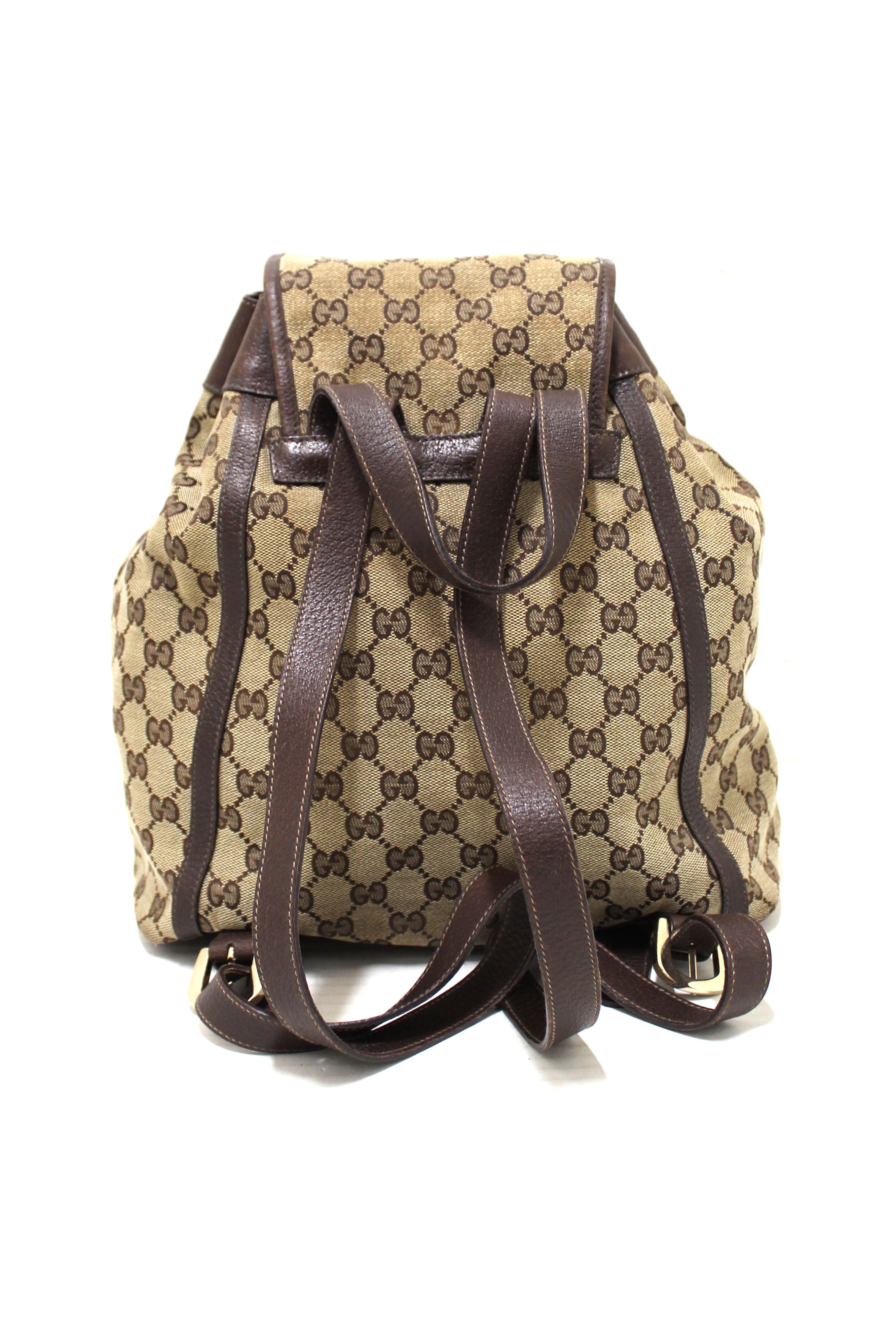 Authentic Gucci GG Fabric Abbey Backpack in Brown - Stylish Luxury Backpack for Women, Perfect for Travel, Work & Everyday Use