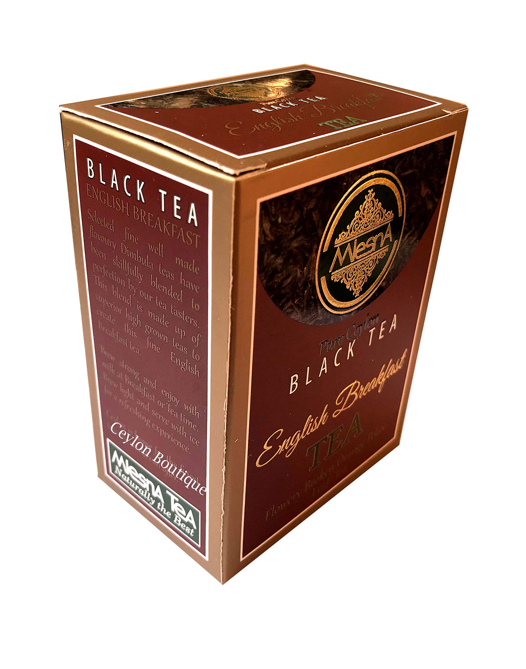 Premium Mlesna Pure Ceylon English Breakfast Tea - 100g (3.5oz) Loose Leaf Black Tea | Flowery Broken Orange Pekoe (FBOP) | Perfect for Morning Boost, Afternoon Relaxation & Tea Parties