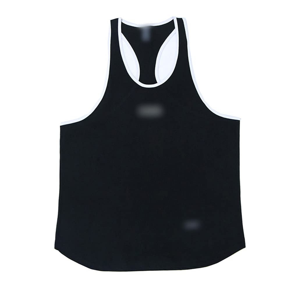 WSSBK Men's Bodybuilding Tank Top - Gym Workout Fitness Cotton Sleeveless Shirt for Running & Training - Stringer Singlet Male Summer Casual Vest (Black, XL) - Perfect for Weightlifting, CrossFit & Outdoor Sports