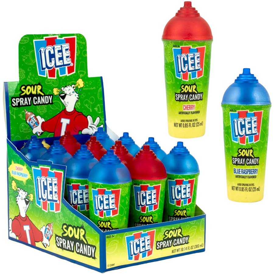 Koko's Icee Sour Spray Candy - 0.85 oz Pack of 12 | Refreshing Sour Candy for Parties, Movie Nights & On-The-Go Snacking