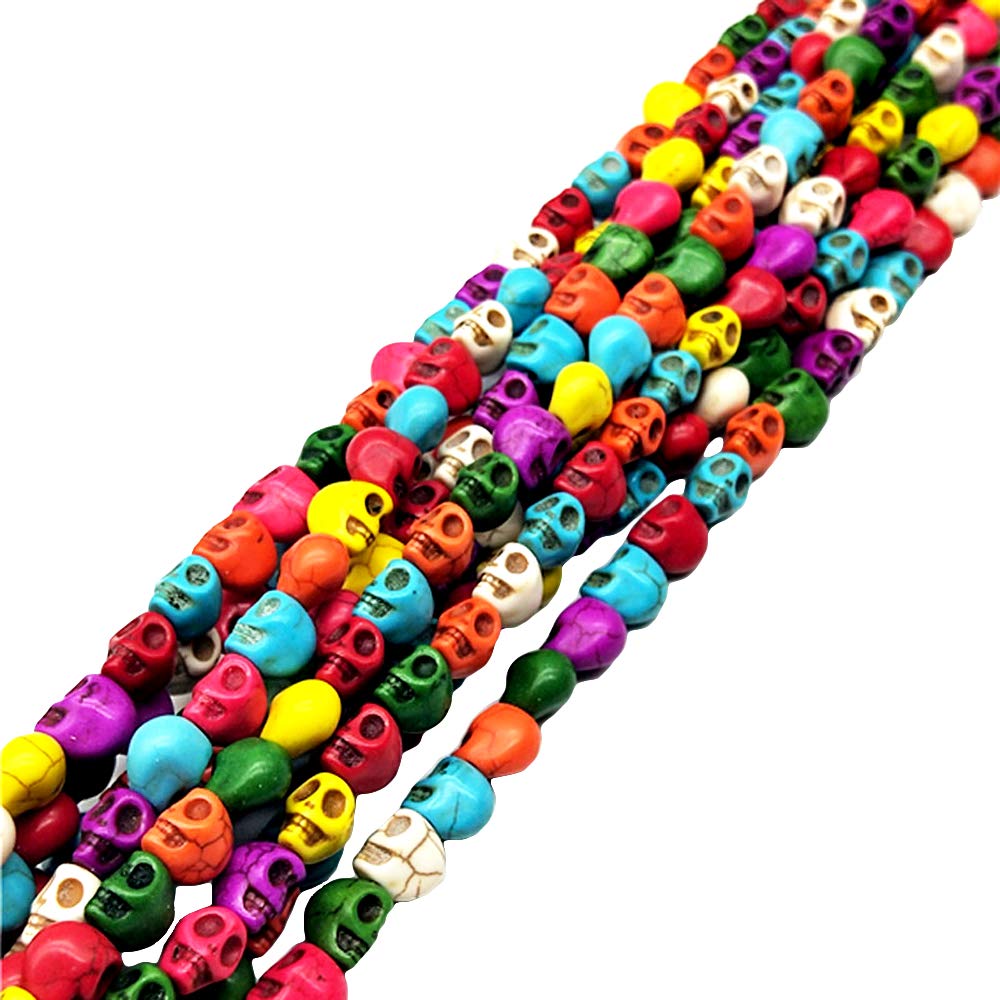 JKJF Multicolor Turquoise Skull Head Loose Spacer Beads for Jewelry Making - DIY Crafting Supplies (64 pcs) - Perfect for Bracelets, Necklaces, and DIY Jewelry Projects