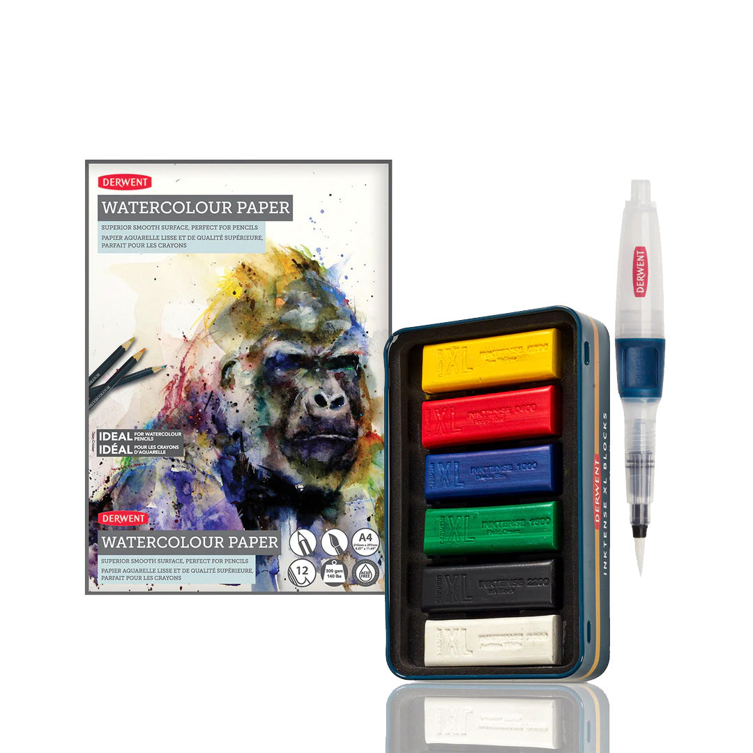 Derwent x Jake Spicer Inktense XL Watercolor Block Set - 24 Vibrant Pigment Blocks for Artists | Perfect for Sketching, Painting & Mixed Media Art Projects