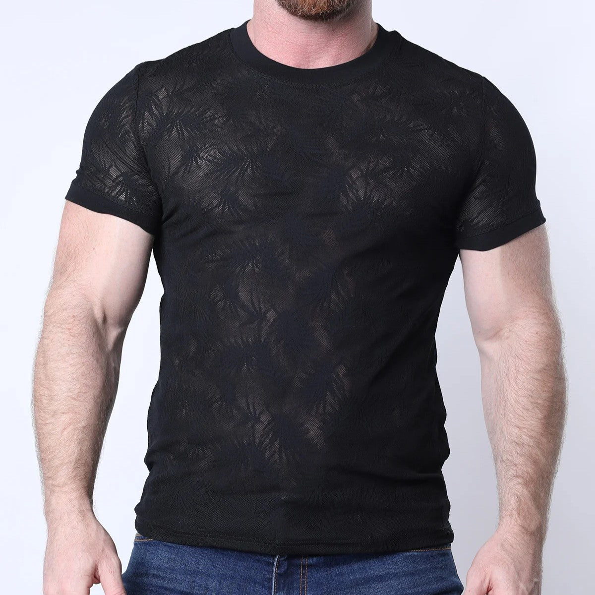 Timoteo Amalfi Black Mesh T-Shirt for Men - Breathable & Stylish Casual Wear for Summer, Gym, and Outdoor Activities