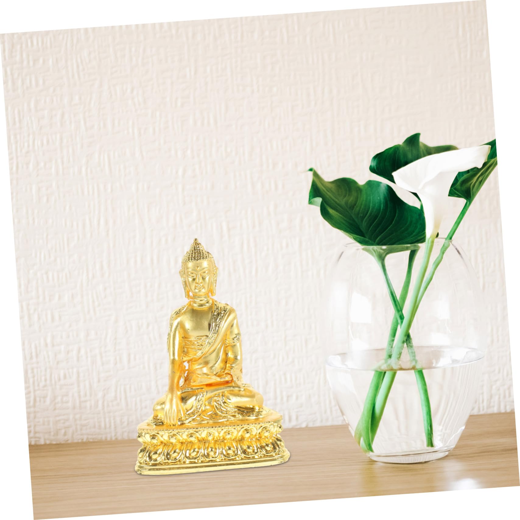 Golden Shakyamuni Buddha Statue - Meditation Decor for Home, Office, Car & Feng Shui | Zen Buddhist Figurine for Meditation Room, Desk Decor, Vehicle Altar & Spiritual Gift