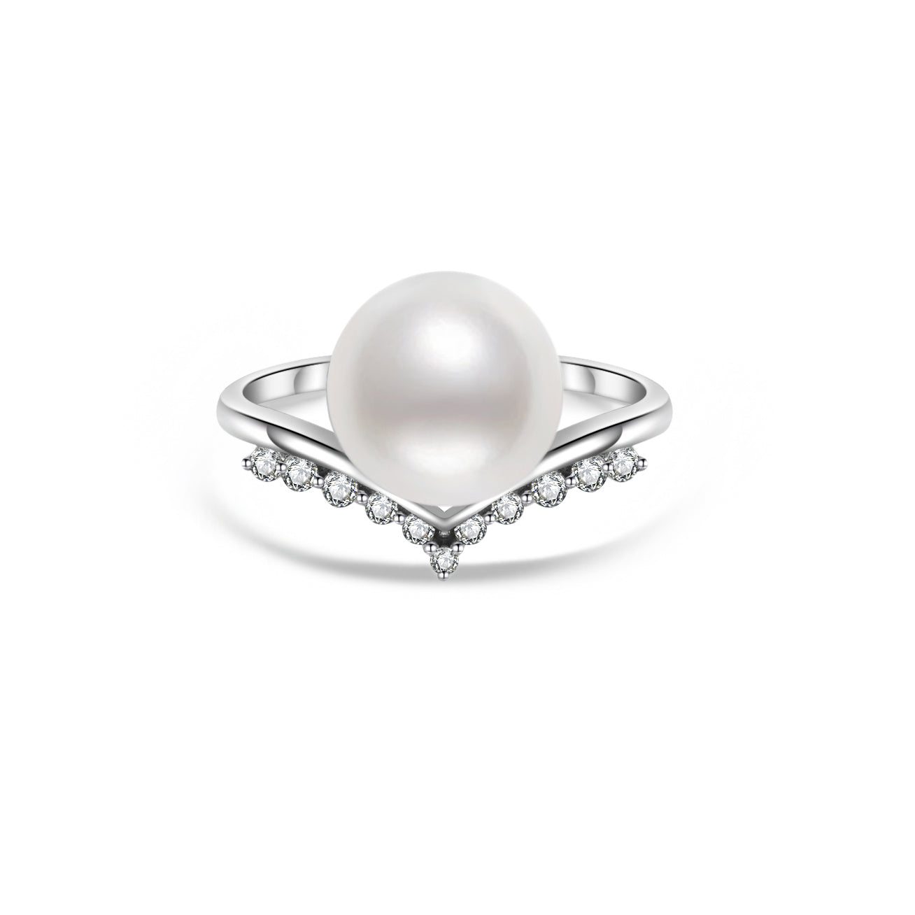 18K Gold Diamond & Australian White South Sea Pearl Ring KR00083 - Elegant Bridal Jewelry, Anniversary Gift, Luxury Statement Piece for Women