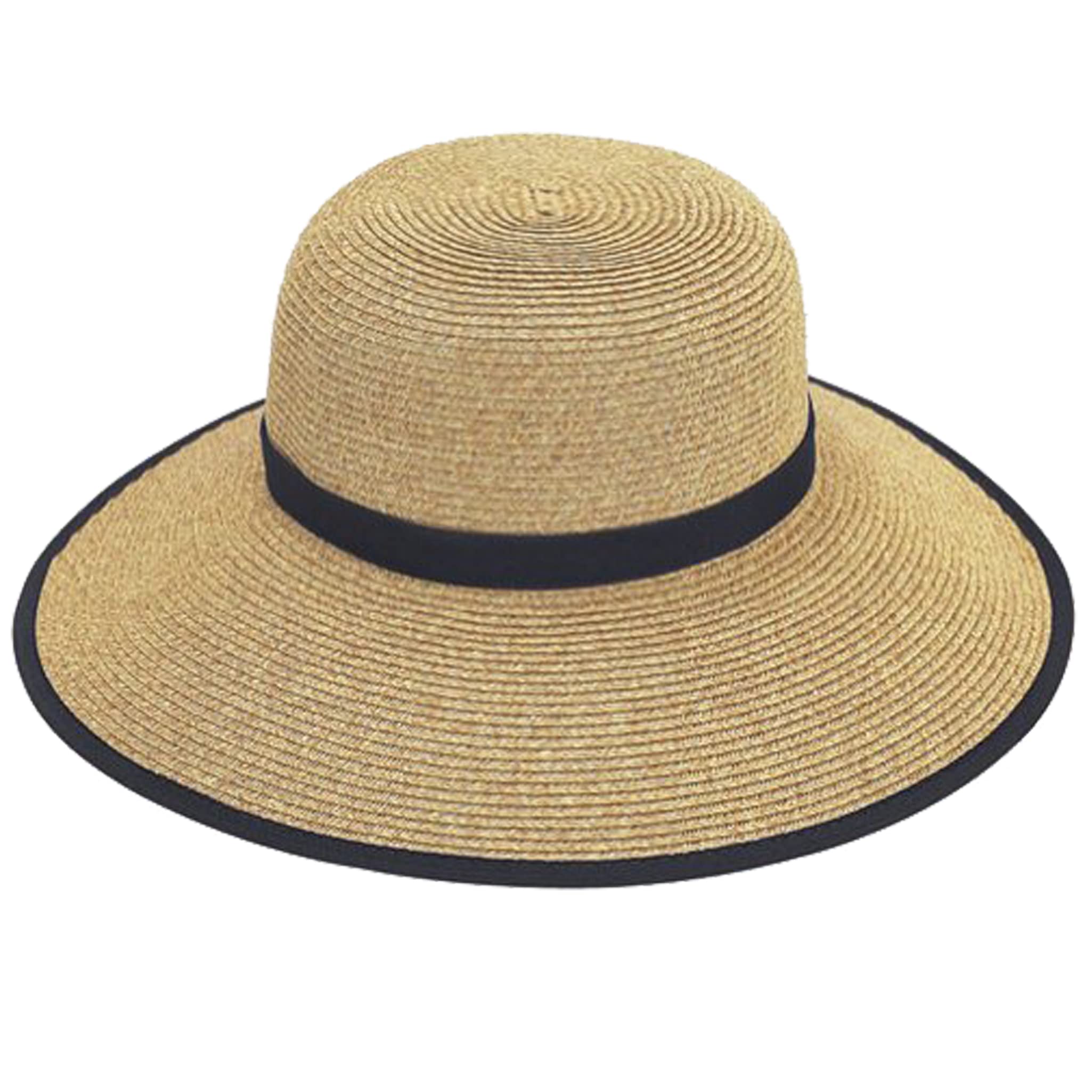 Sun 'N' Sand French Laundry Straw Sun Hats for Women - Foldable Wide Brim Beach Hat with 4