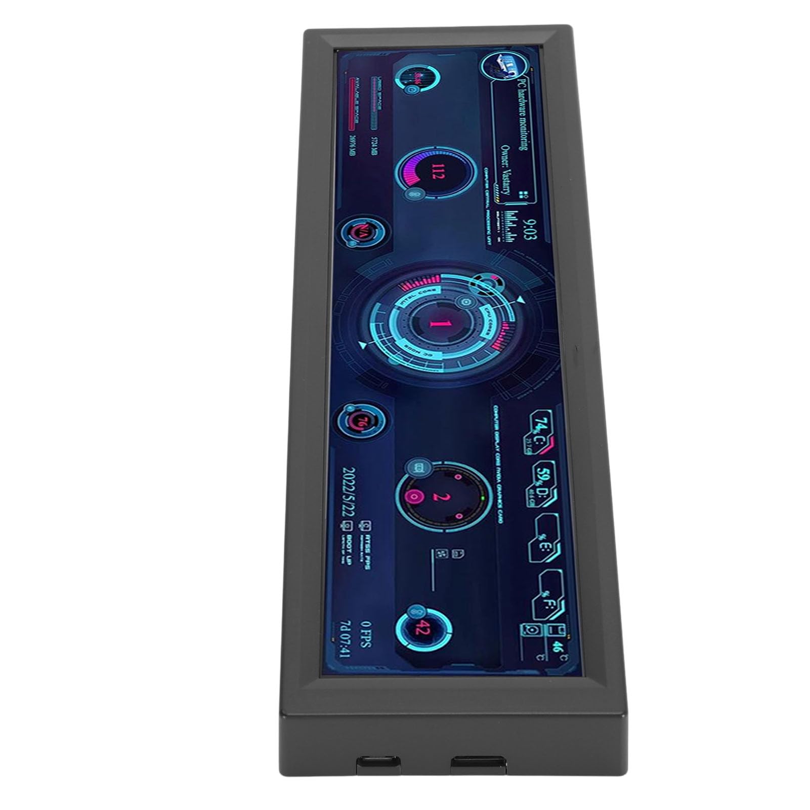 8.8 Inch PC Temperature Monitor - HD IPS 1920x480 LCD Screen for CPU/GPU Data Display - Secondary Computer Monitor (Black) - Perfect for Gaming Rigs, Workstations & PC Builds
