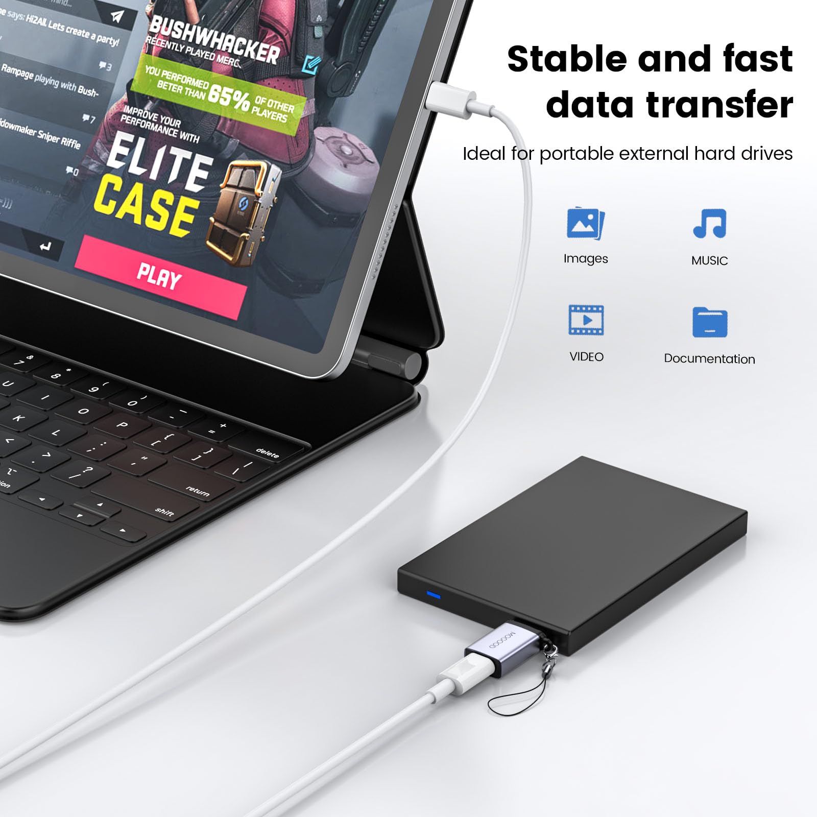 USB C to Micro B Adapter - High-Speed Data Transfer Cable - Compatible with External Hard Drives, Smartphones, Tablets, Cameras - Compact & Portable Design - Perfect for Office, Travel, and Home Backup Solutions