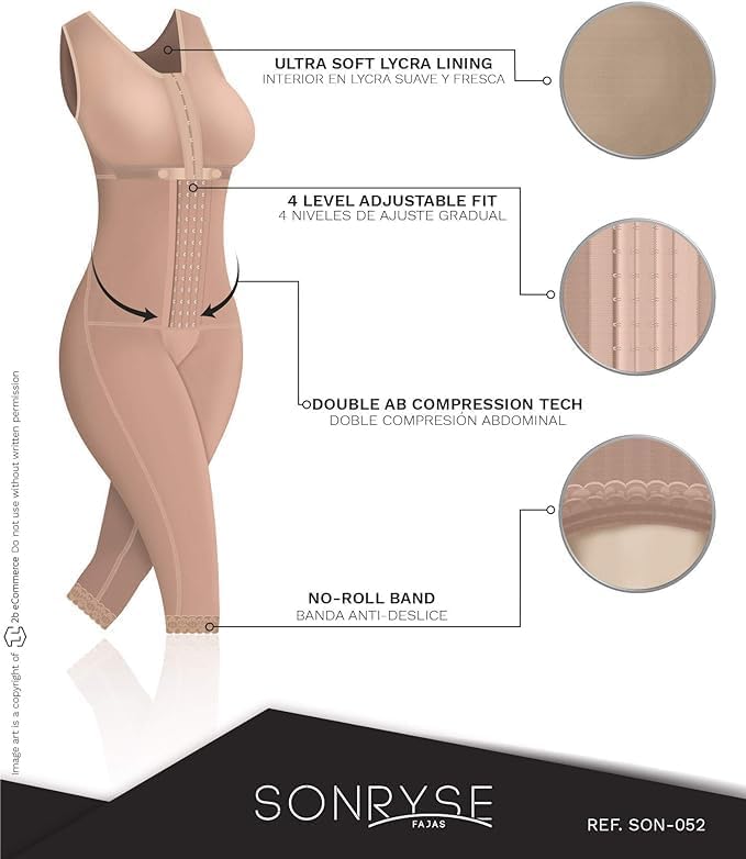 Sonryse PS052 Post-Surgery Compression Garment for Liposuction Recovery - Colombian Fajas for Women - Perfect for Tummy Tuck, Body Shaping & Postpartum Support