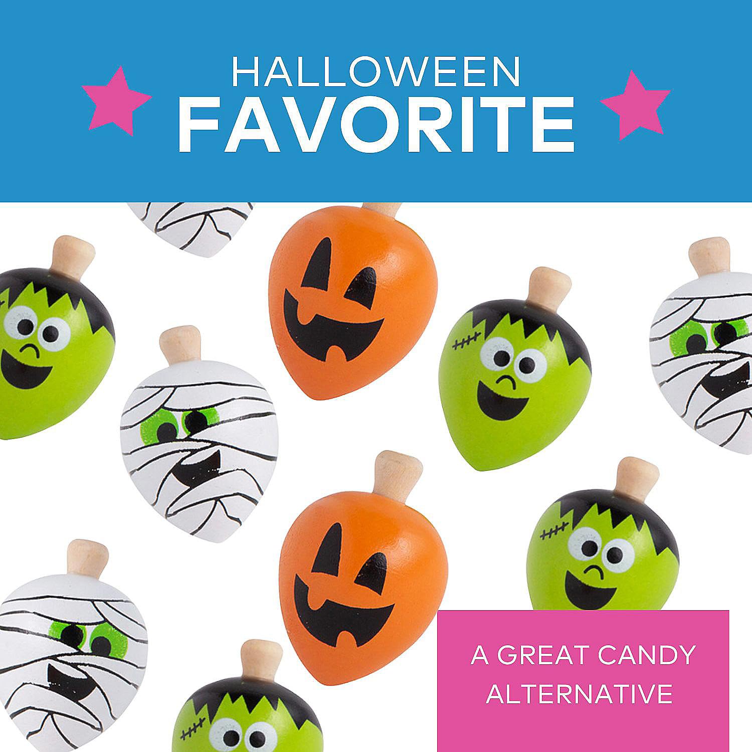 Halloween Wooden Spin Top Toys - 12 Pack for Kids Party Favors, Classroom Prizes & Trick or Treat Gifts