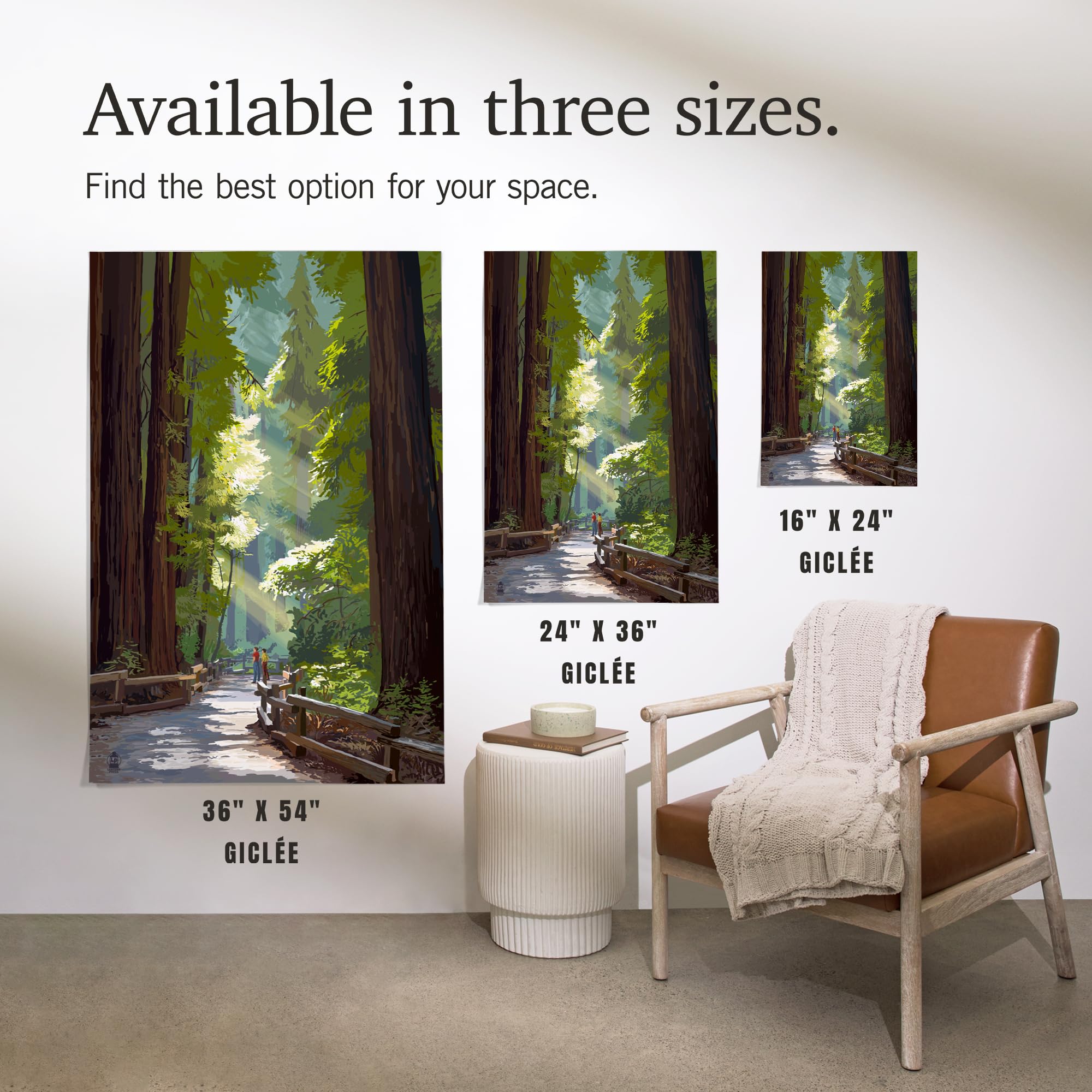 Pathway in Forest - 16x24 Giclee Gallery Art Print, Vivid Textured Wall Decor for Living Room, Bedroom & Office | Nature Landscape Painting, Premium Canvas Artwork