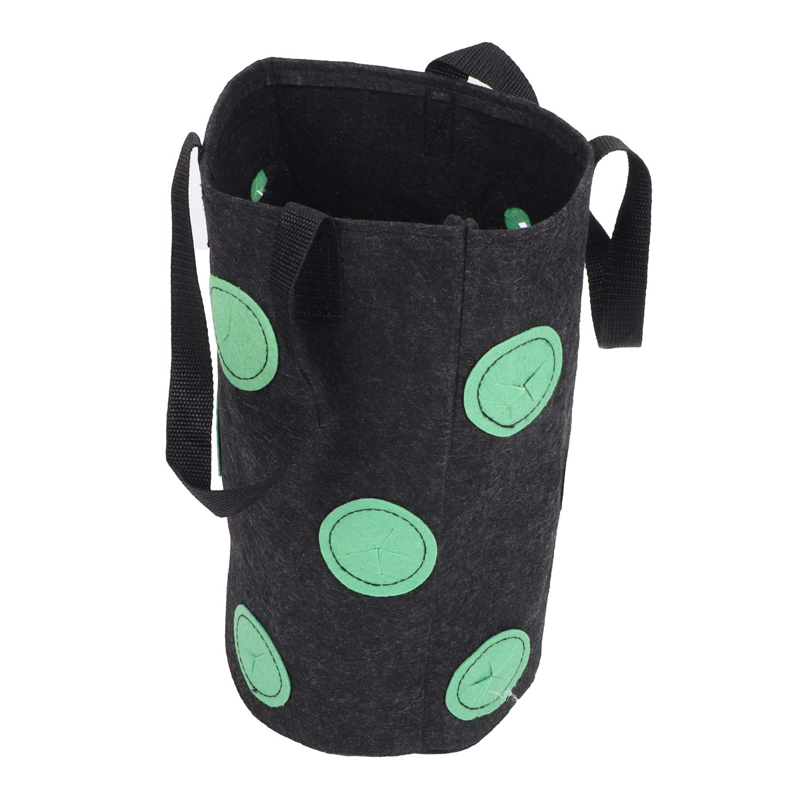 Zerodis 12 Holes Strawberry Planter Bag with Handles - Portable Breathable Felt Growing Pots for Garden, Balcony & Courtyard - Perfect for Growing Strawberries, Herbs & Flowers (Black)