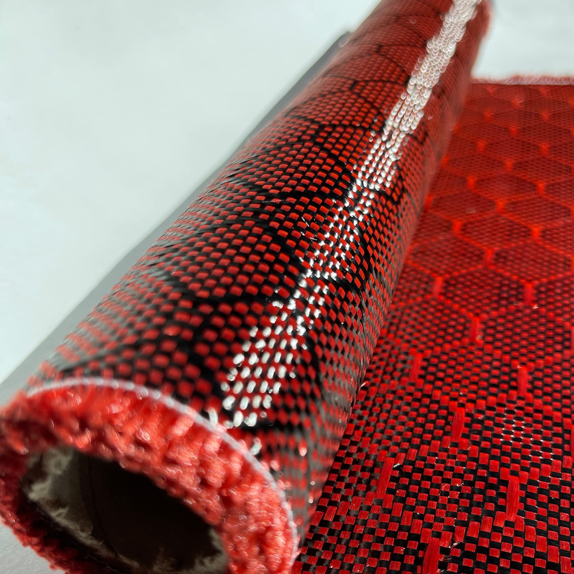 12 in Beehive Weave Carbon Fiber Aramid Fabric - Red 3K 240g/m² - High-Performance Carbon Fiber Cloth for Automotive Repair, Boat Restoration & DIY Projects (10 Ft Length, 12