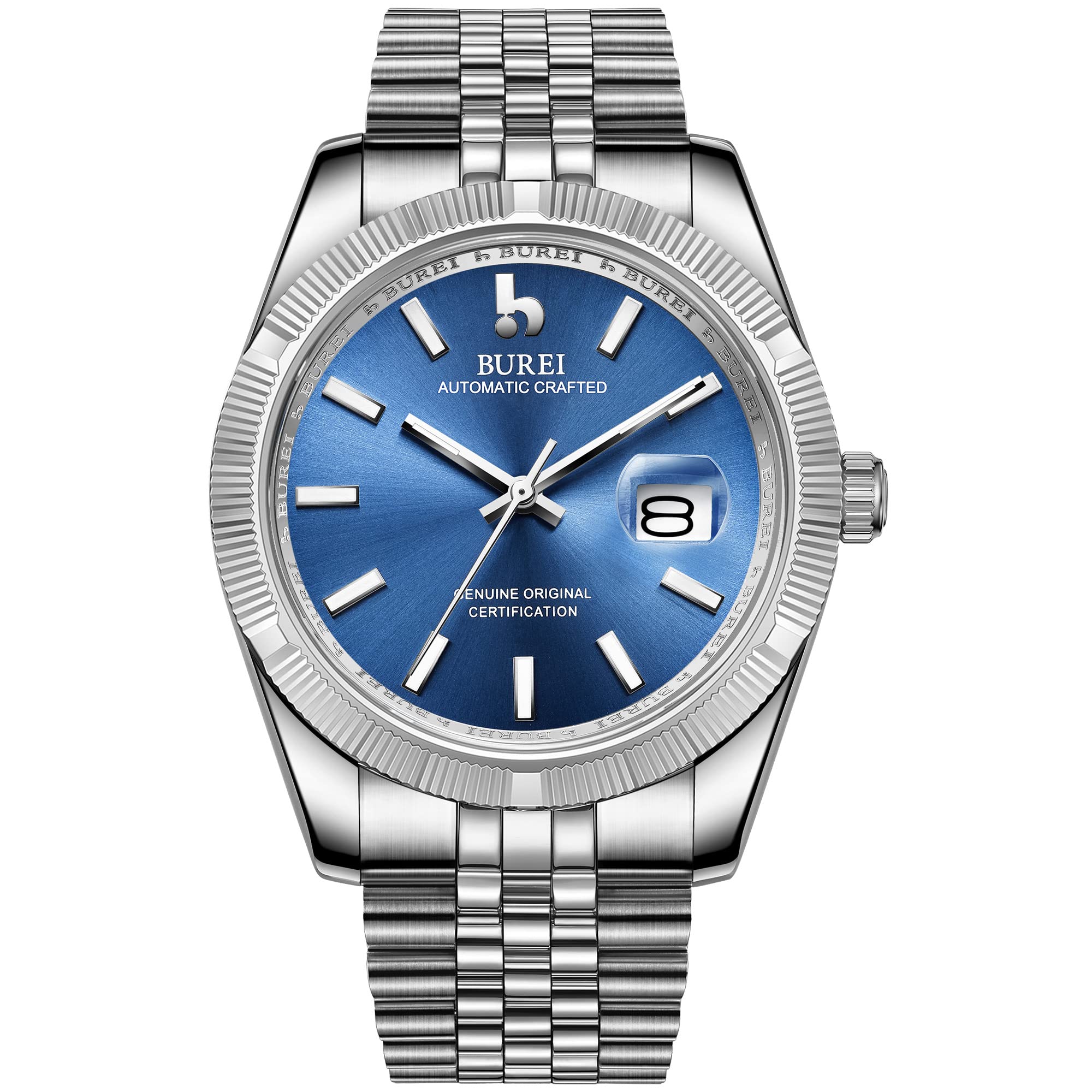 BUREI Men's Automatic Self-Winding Mechanical Watch - Luxury Business Stainless Steel Waterproof Wristwatch for Men - Perfect for Office, Formal Events & Everyday Wear
