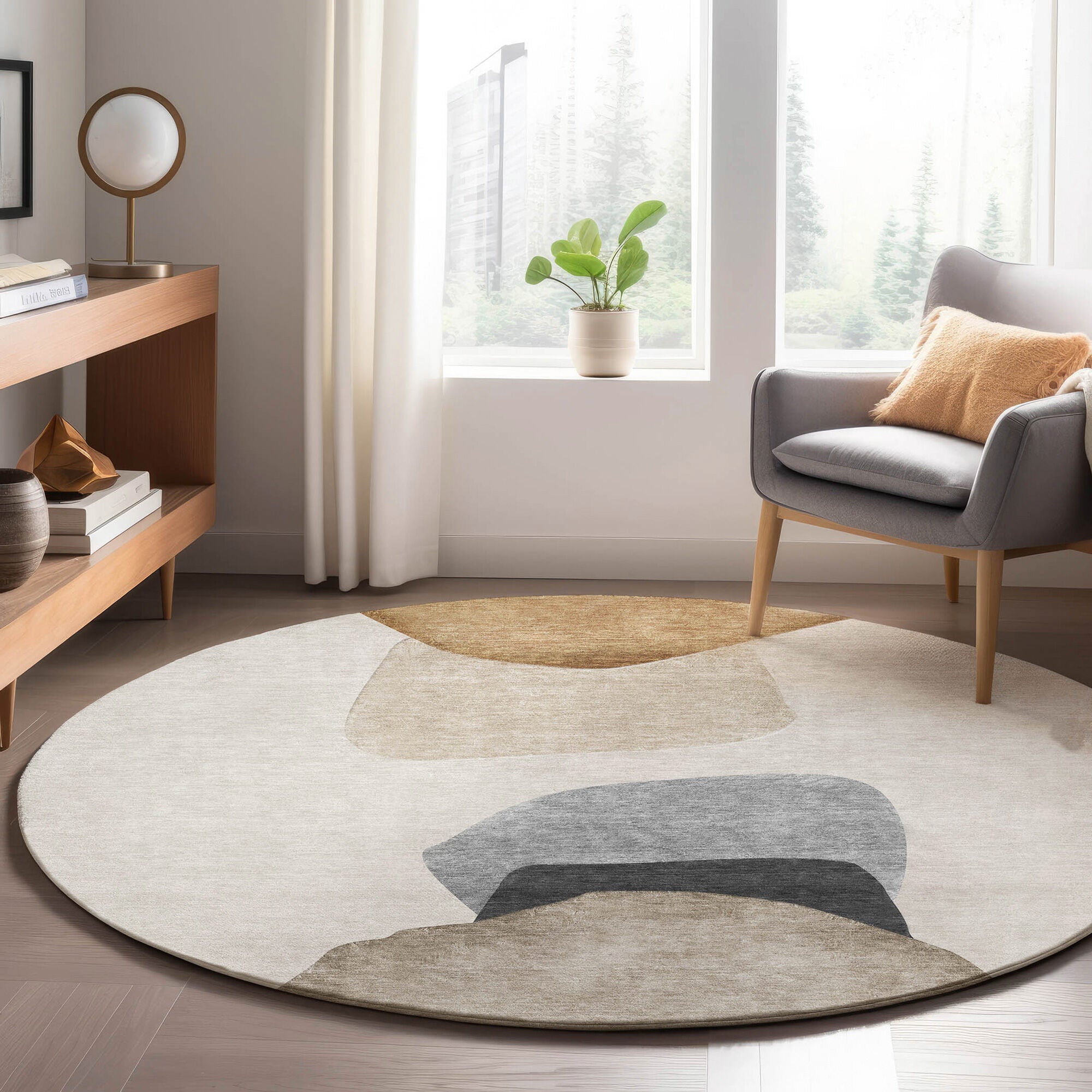 Odyssey 17 Round Rug - Stylish Non-Slip Area Carpet for Living Room, Bedroom & Nursery - Perfect for Home Decor and Cozy Spaces